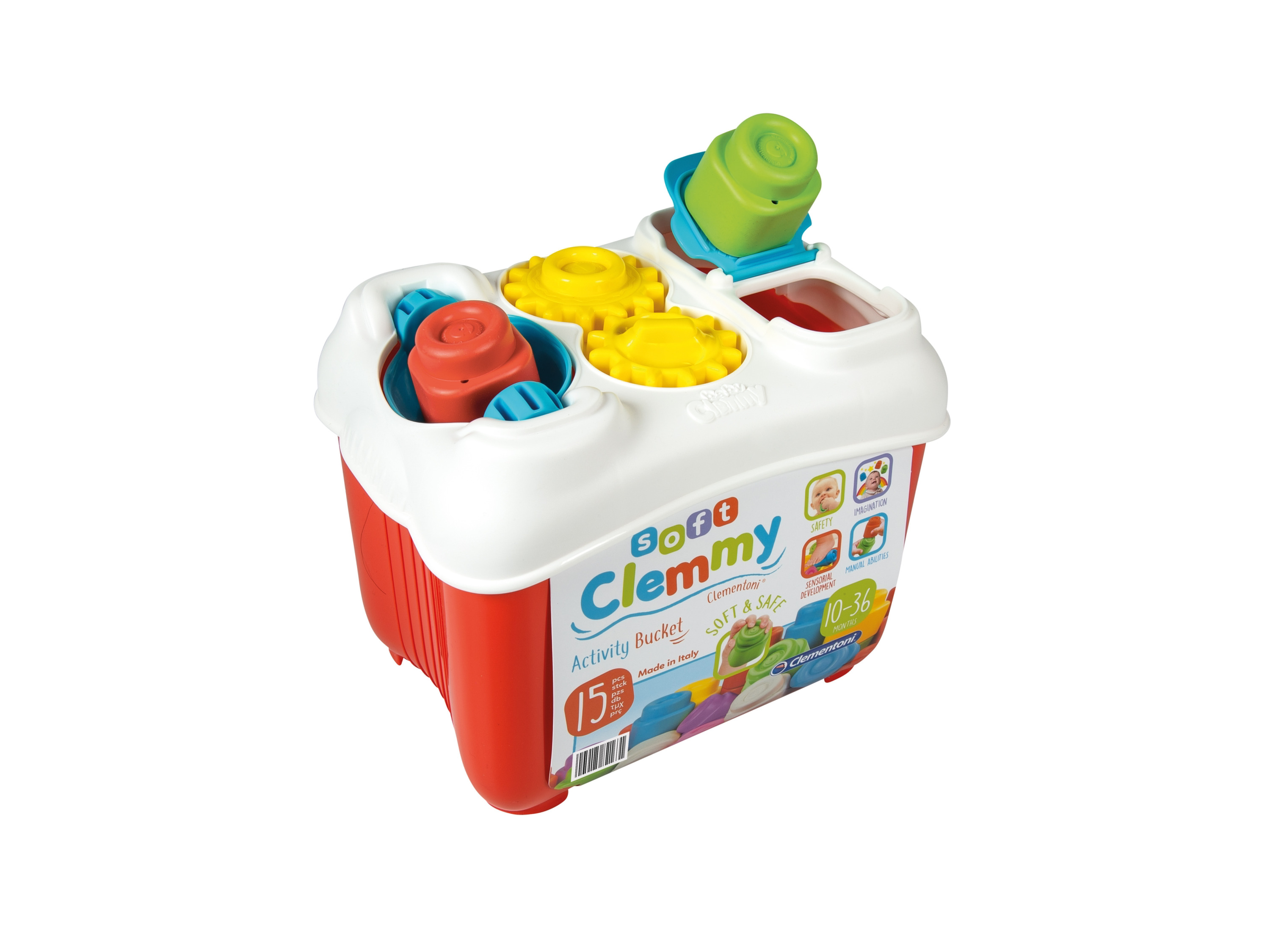 Clementoni Zestaw do zabawy z klockami Clemmy Activity Bucket koszyk sensoryczny