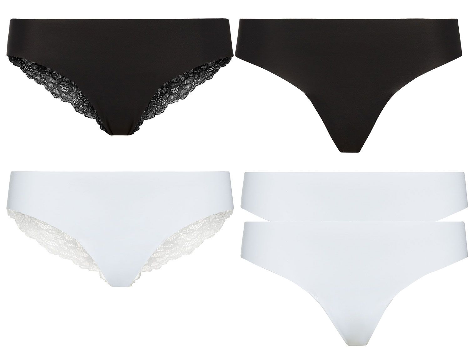 Esmara Lingerie Majtki damskie stringi, 5 par Czarny / biały, XL 48/50