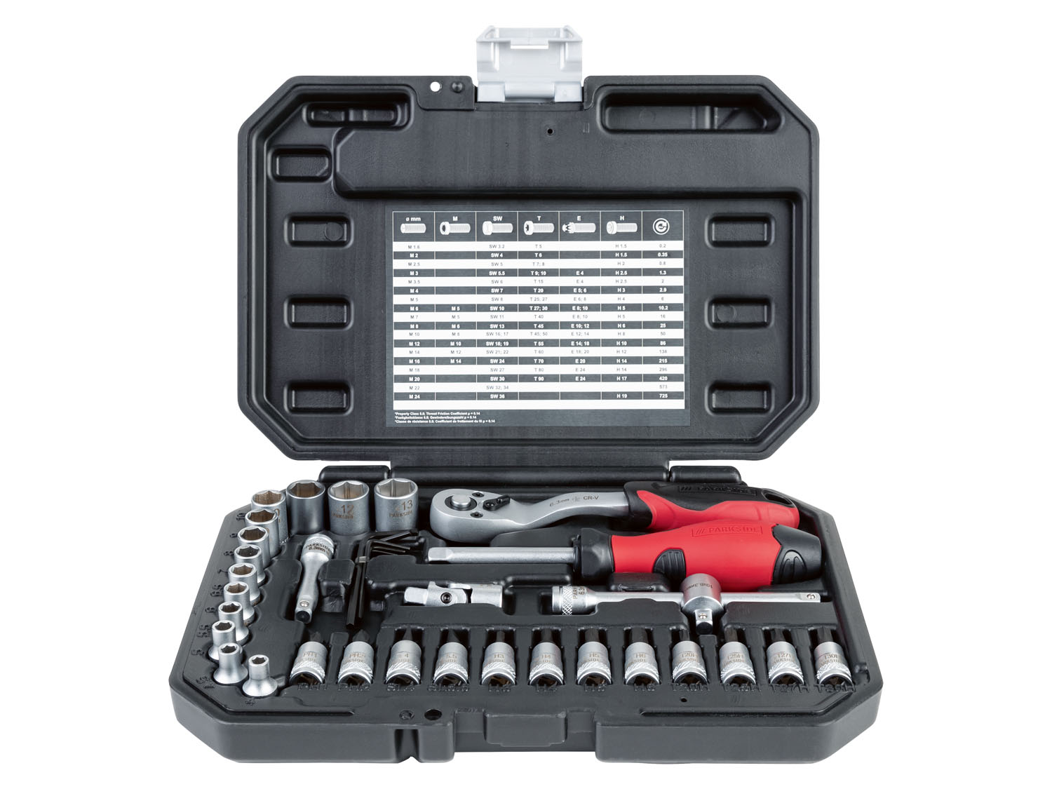 Parkside Zestaw kluczy nasadowych, 1/4 cala, 36 elementów