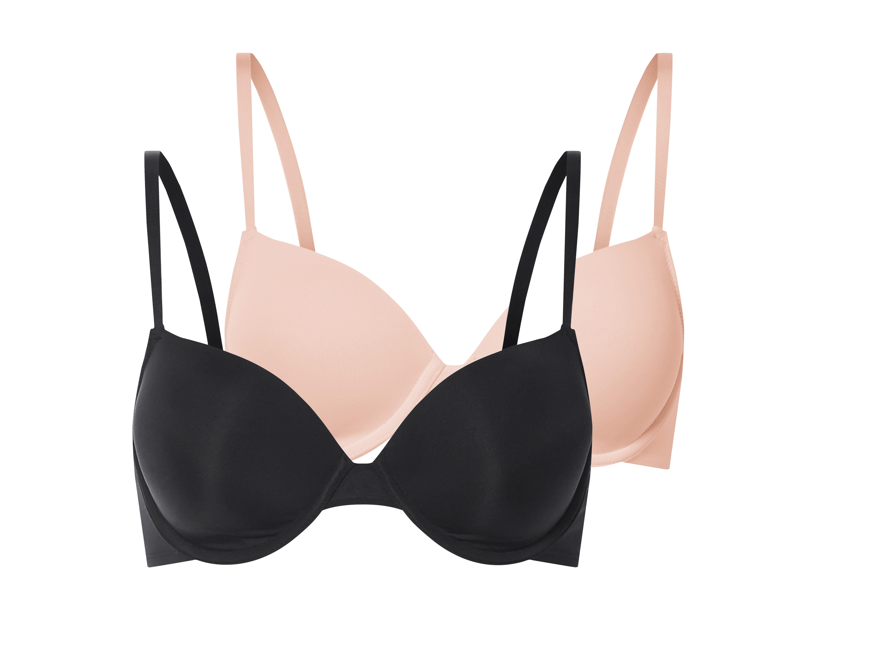 esmara Biustonosze damskie z fiszbinami, 2 sztuki Czarny/ beżowy, 75B