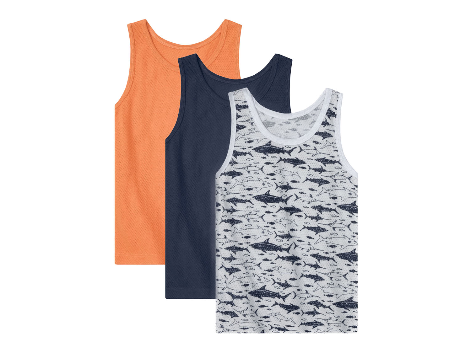 lupilu Podkoszulki chłopięce z biobawełny, 3 sztuki 86/92, Granatowy-pomarańczowy