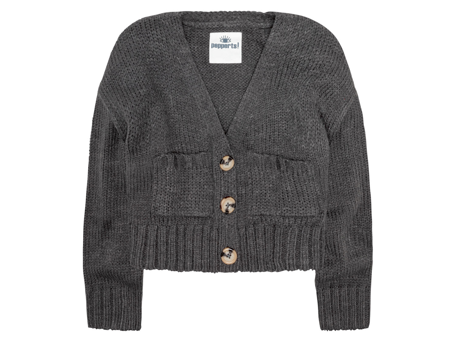 pepperts! Sweter dziewczęcy zapinany 122/128, Ciemnoszary