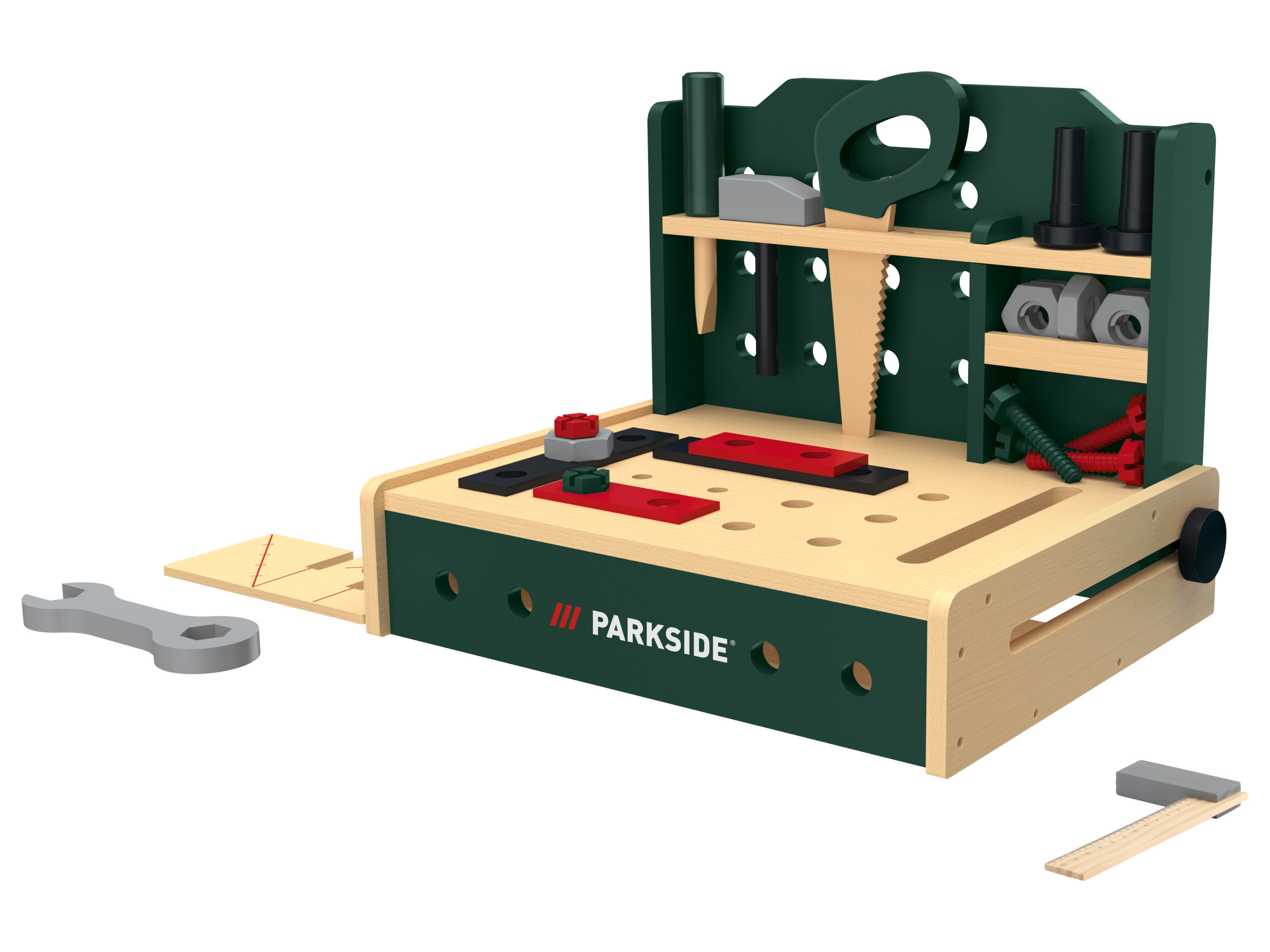 lupilu Drewniana przychodnia / stół warsztatowy / toaletka do zabawy Warsztat