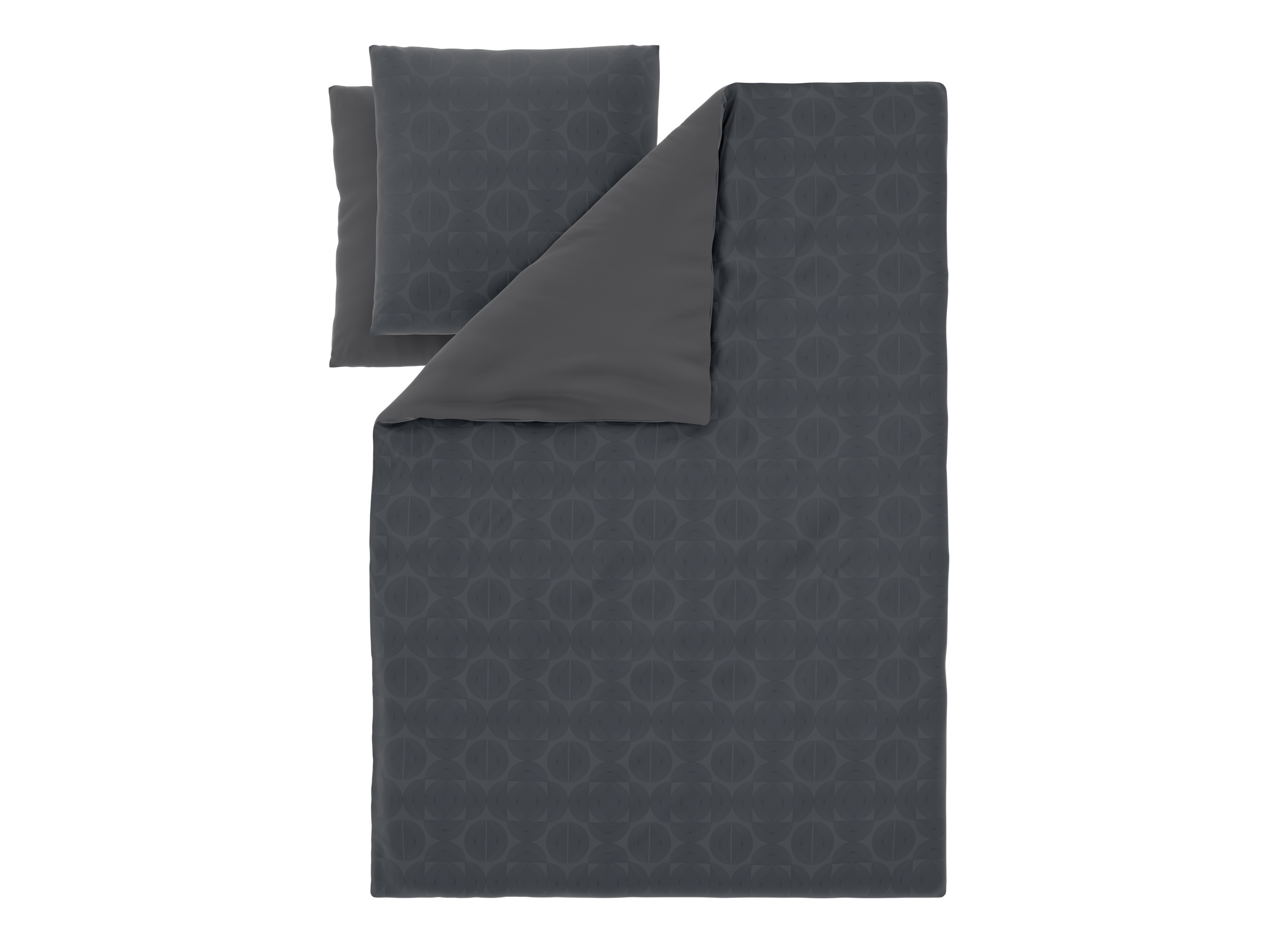 Livarno Pościel satynowa z mikrofibry, 220 x 200 cm Kręgi/antracyt