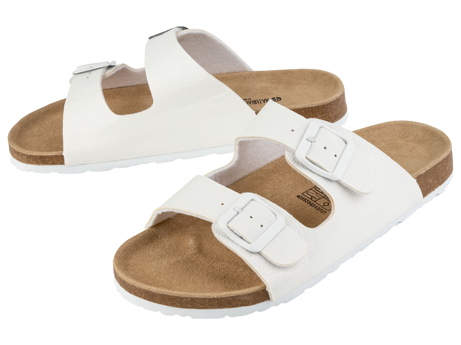 esmara Klapki damskie anatomicznie uformowane, 1 para Z 2 klamrami/biały, 36