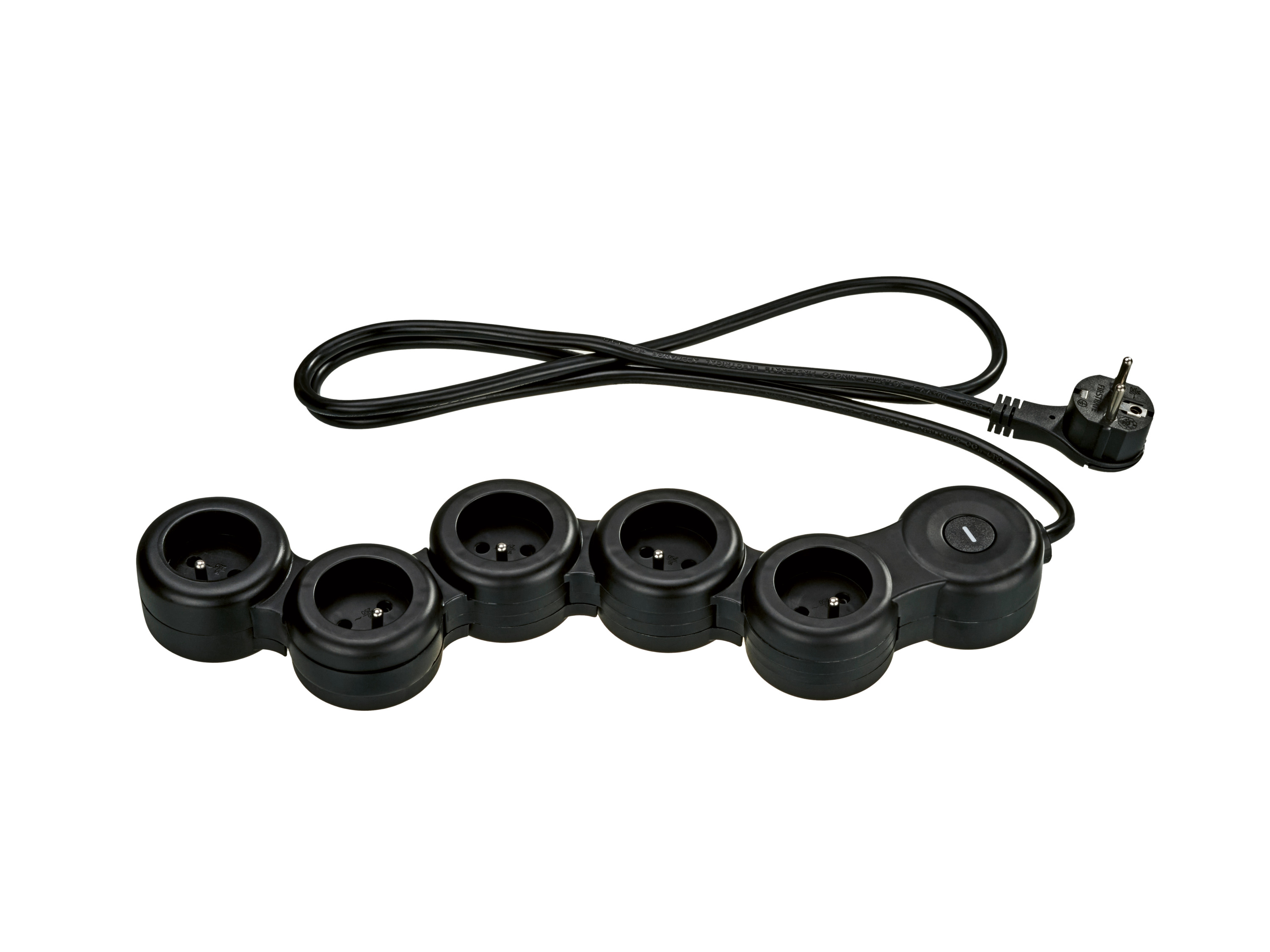 Tronic Elastyczna listwa zasilająca, 5-gniazdowa Czarny