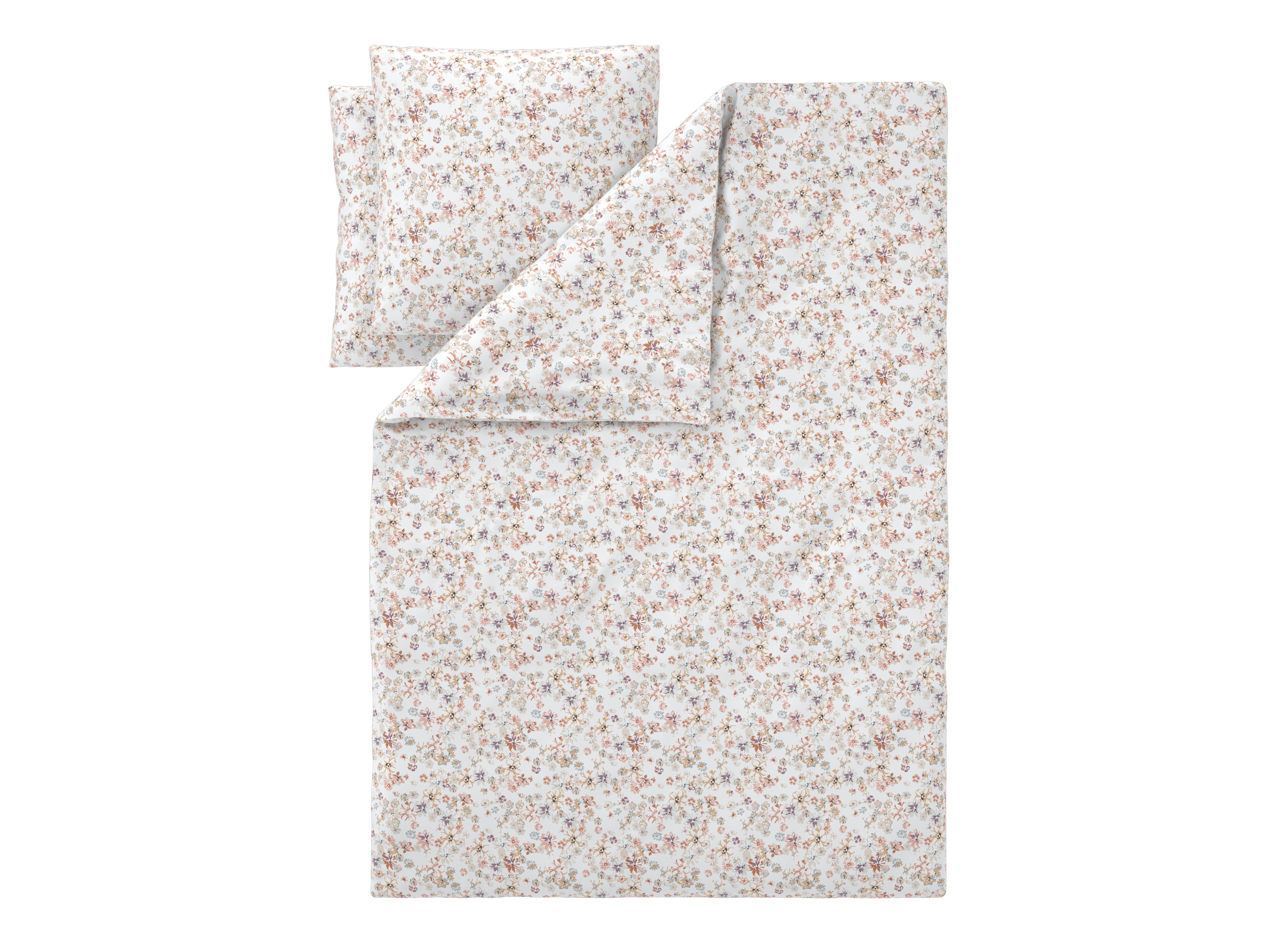 Livarno Pościel satynowa z bawełny, 160 x 200 cm Kwiaty/ biały