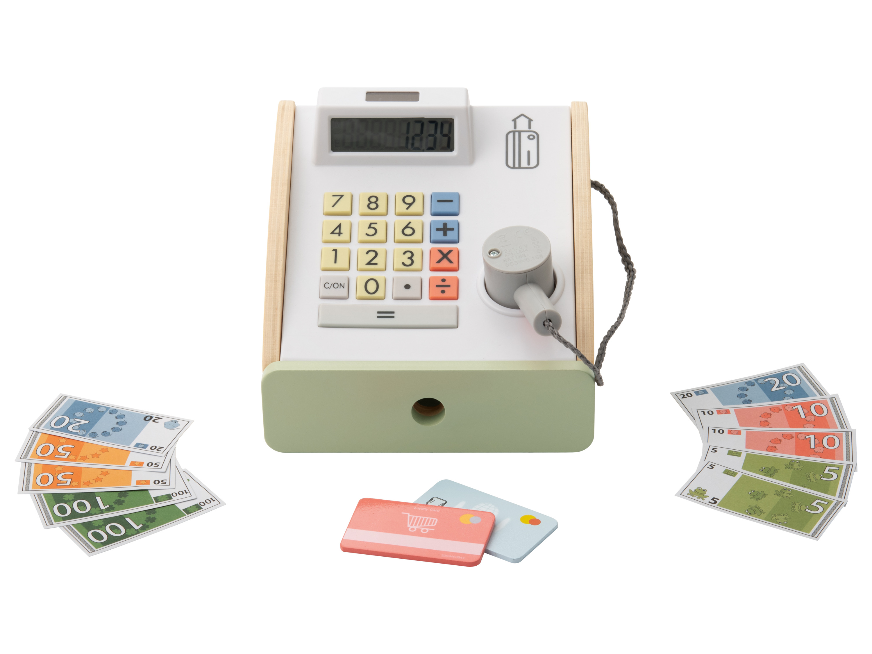 lupilu Zestaw drewnianych akcesoriów do sklepu do zabawy Kasa