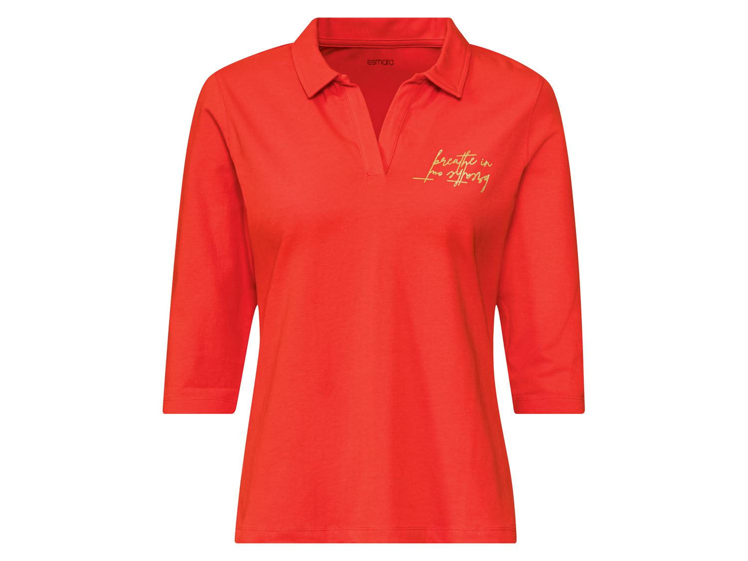 esmara Koszulka polo damska z bawełną, z rękawem 3/4 Czerwony, M40/42