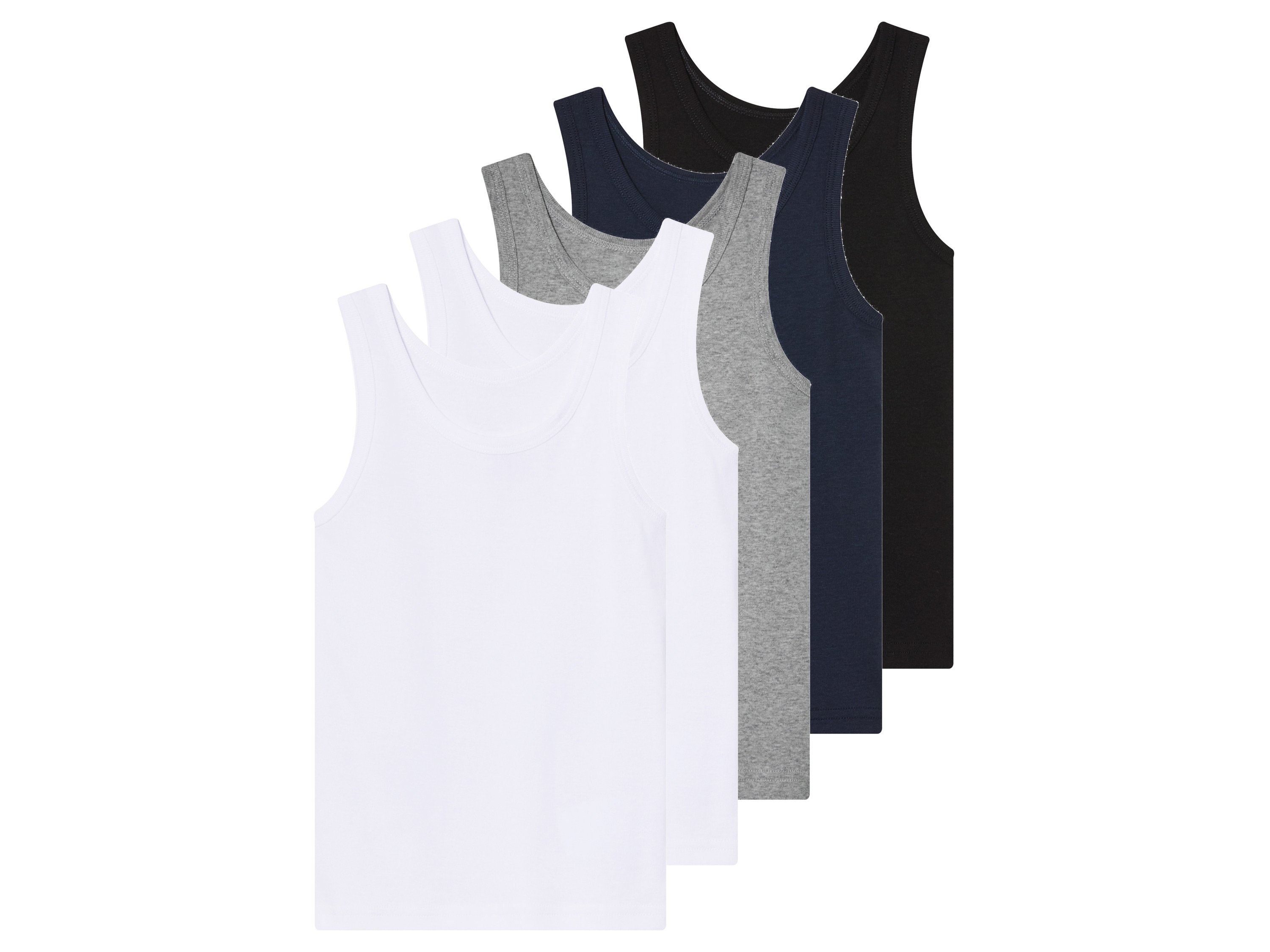 lupilu Podkoszulki dziecięce z biobawełny, 5 sztuk Czarny/ szary, 98 - 104