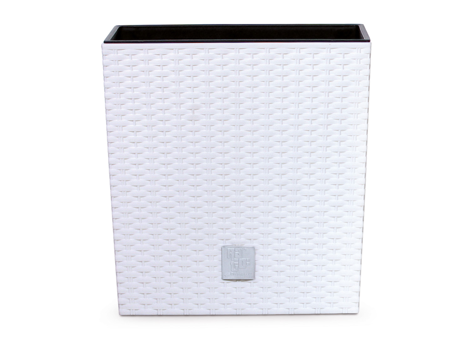 Prosperplast Donica Rato Low, o wyglądzie rattanu Biały, 400x400x408 mm