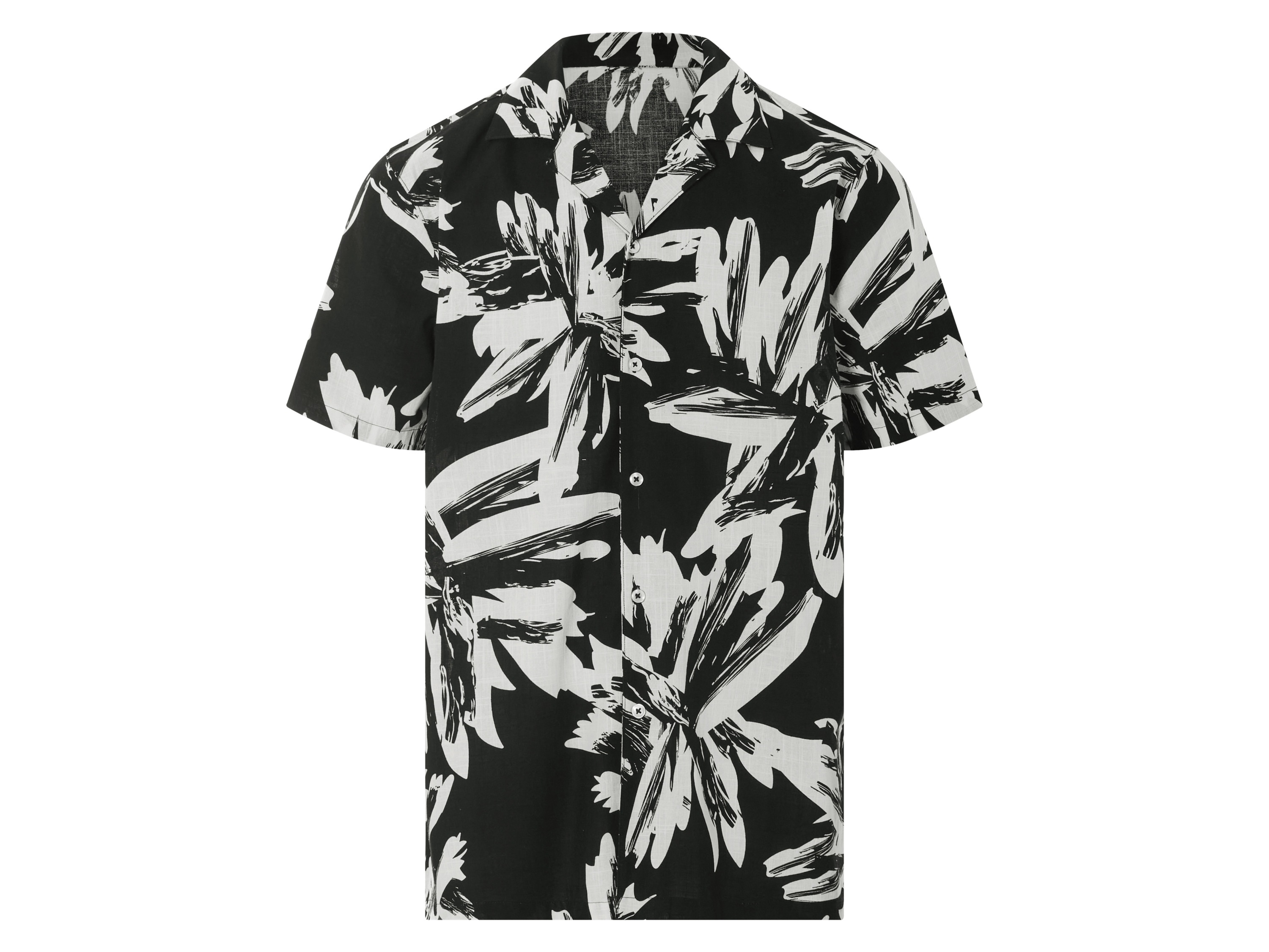 Livergy Koszula męska z bawełny Czarny / biały, M 39/40