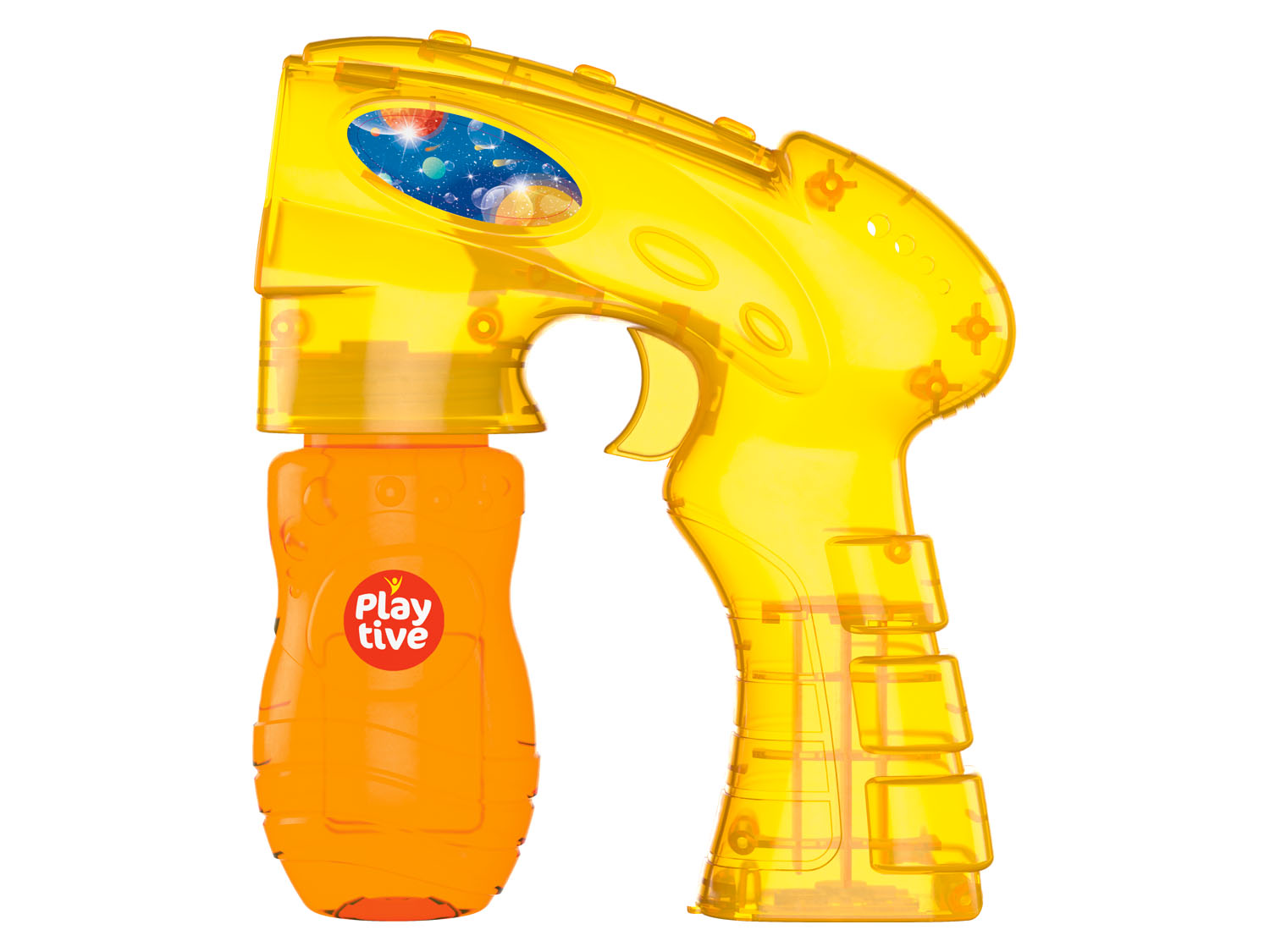 Playtive Pistolet lub Maszynka do baniek mydlanych, 1 sztuka Pistolet do baniek/ żółty/ pomarańczowy