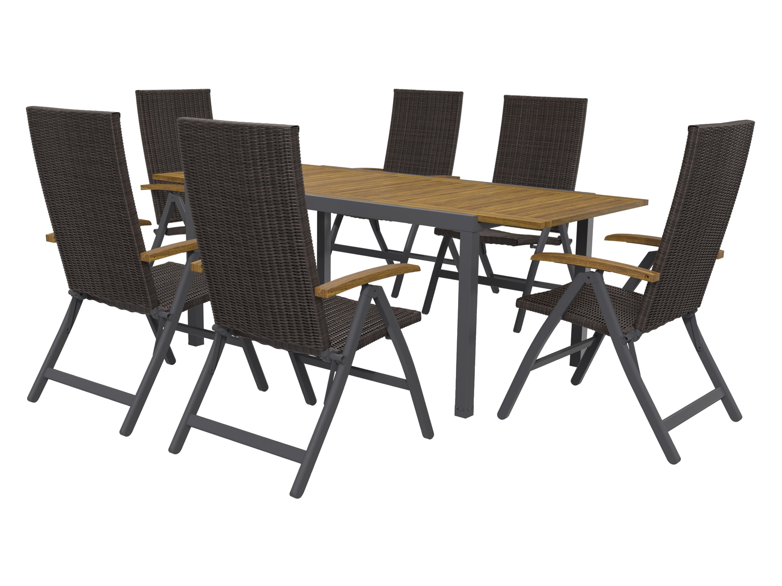 Livarno home Zestaw mebli ogrodowych z plecionki Valencia, stół rozkładany i 6 foteli