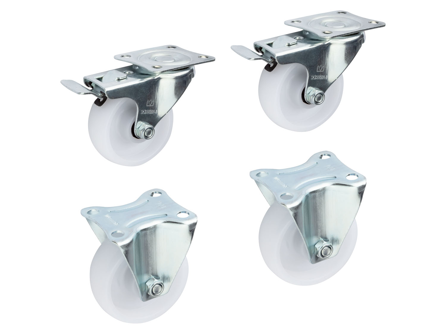 Parkside Zestaw kółek skrętnych / kółek meblowych / kółek transportowych Zestaw kółek transportowych, 4 szt.