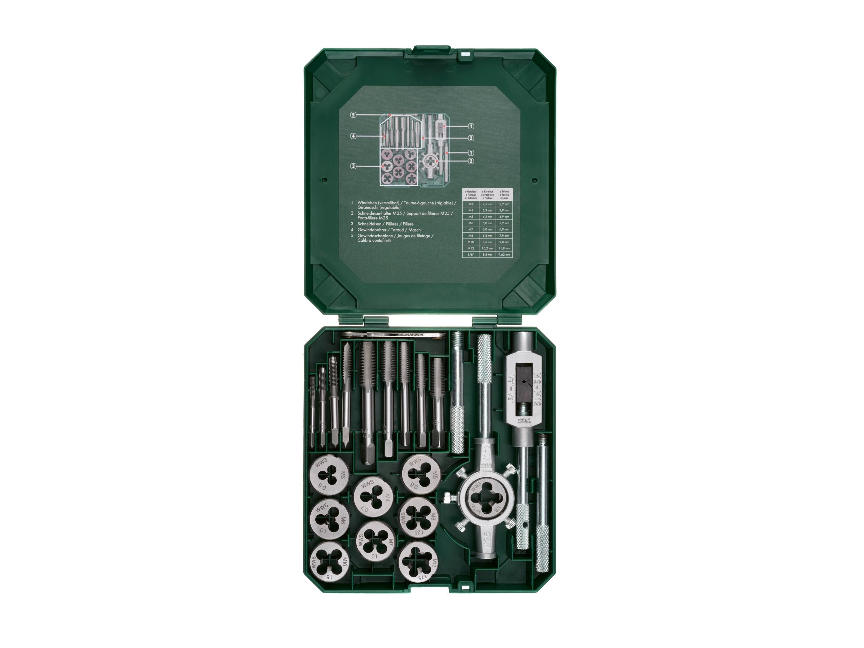 Parkside Zestaw gwintowników i narzynek, 21 elementów