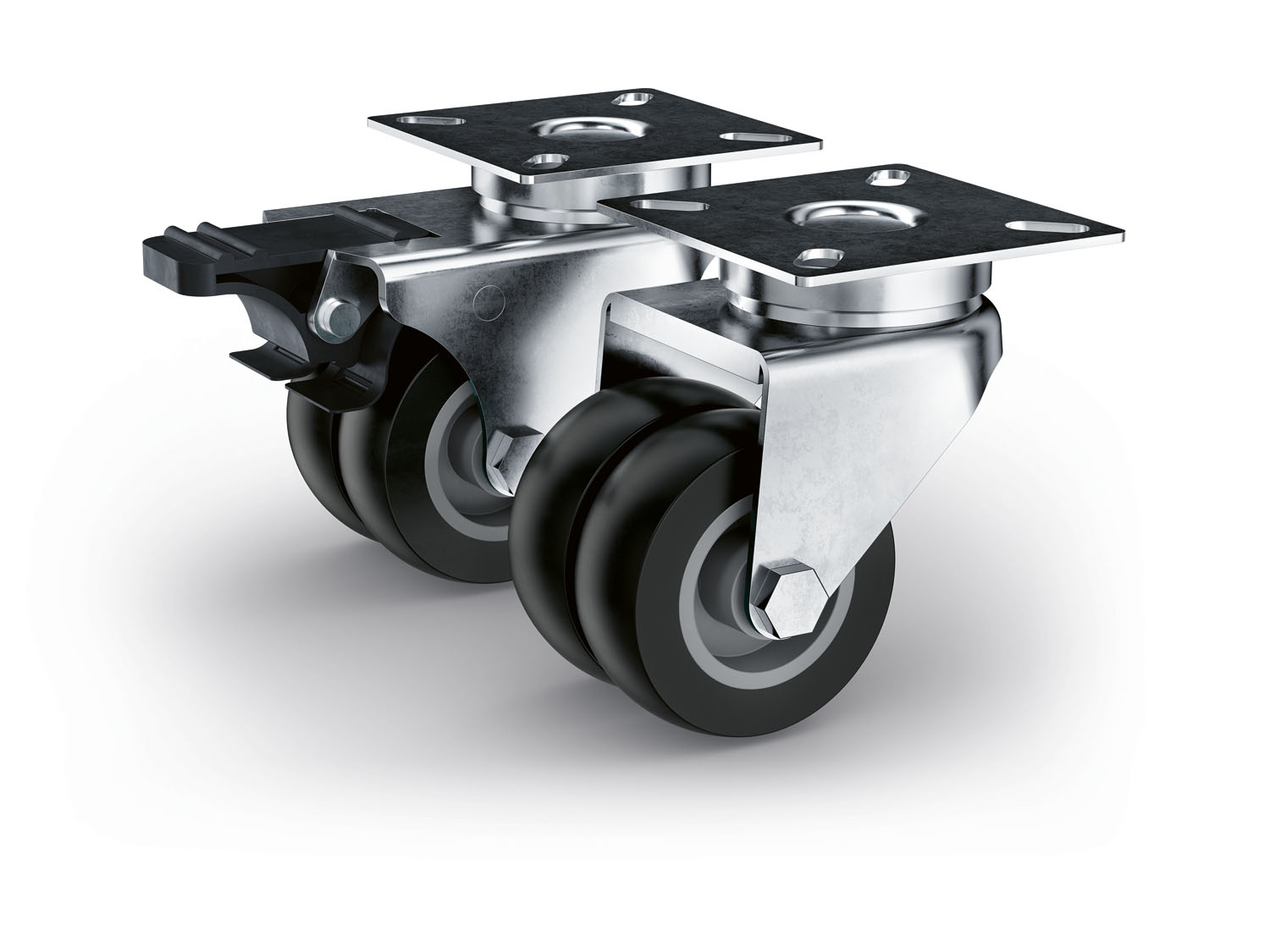 Parkside Zestaw 4 kółek z miękką powierzchnią Kółka podwójne, 4 sztuki