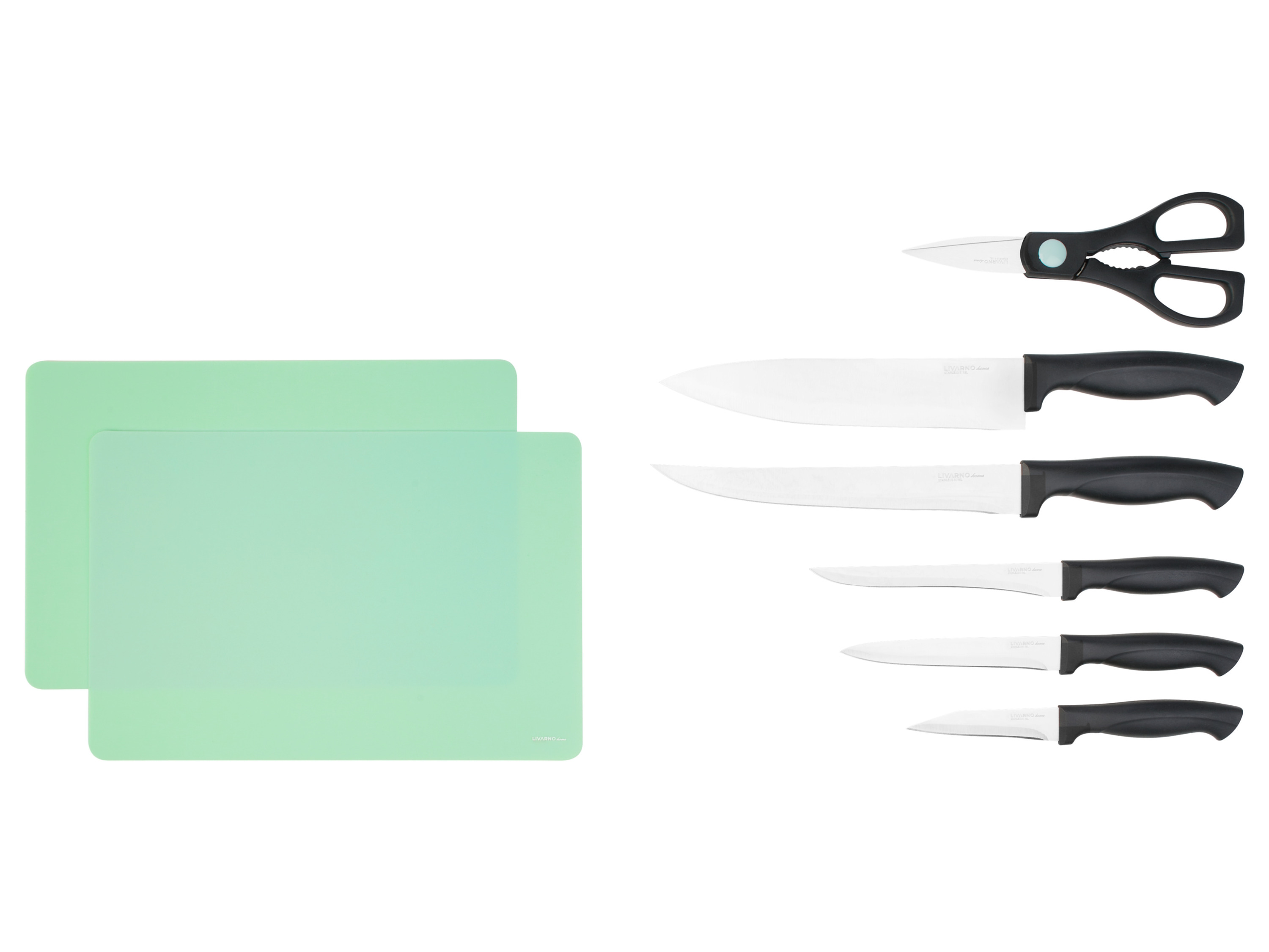 Livarno home Zestaw noży z matami do krojenia, nożycami lub ostrzałką Zestaw noży z nożyczkami