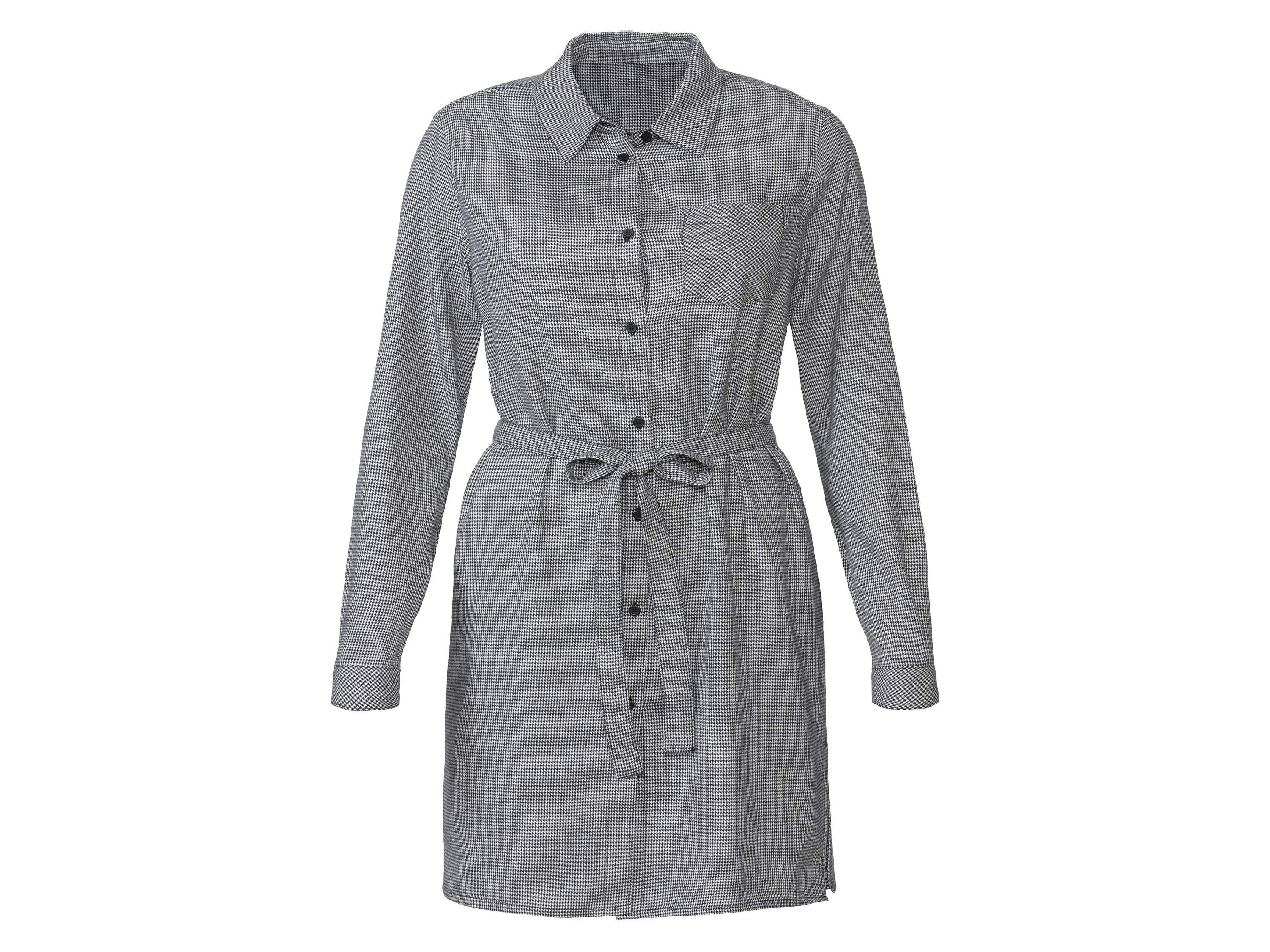 esmara Sukienka koszulowa damska z flaneli 38, Pepitka/czarny/biały