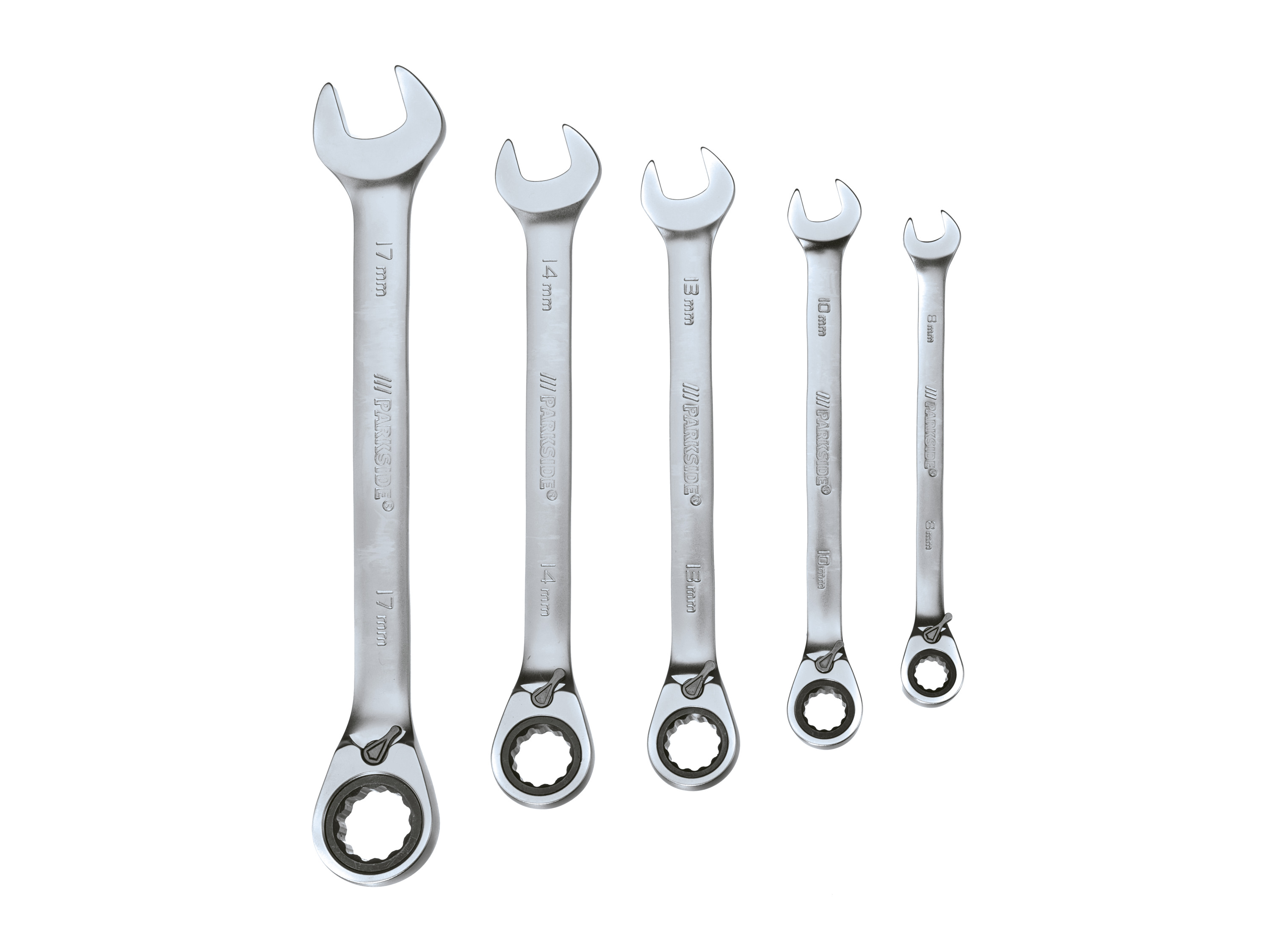 Parkside Zestaw kluczy płasko-oczkowych Z grzechotką, 5 sztuk