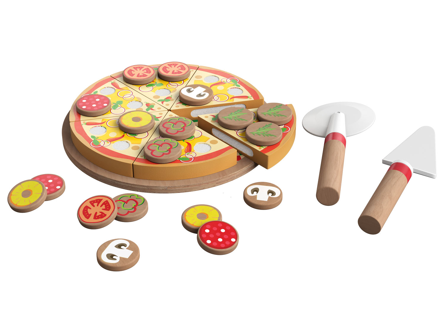 Playtive Zestaw drewnianych produktów spożywczych do zabawy Pizza
