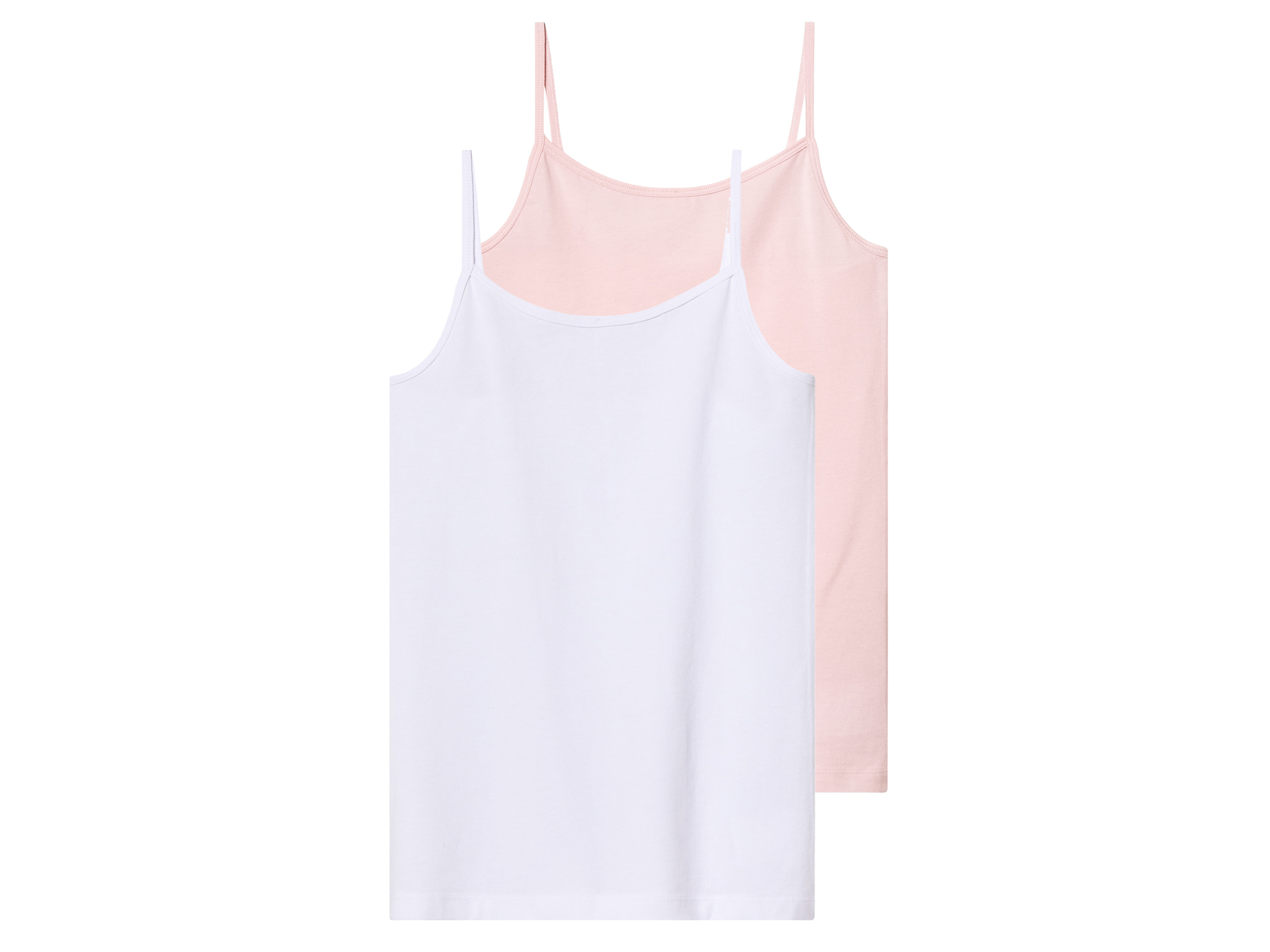 pepperts! Topy dziewczęce bawełniane na cienkich ramiączkach, 2 sztuki Różowy/biały, 146/152