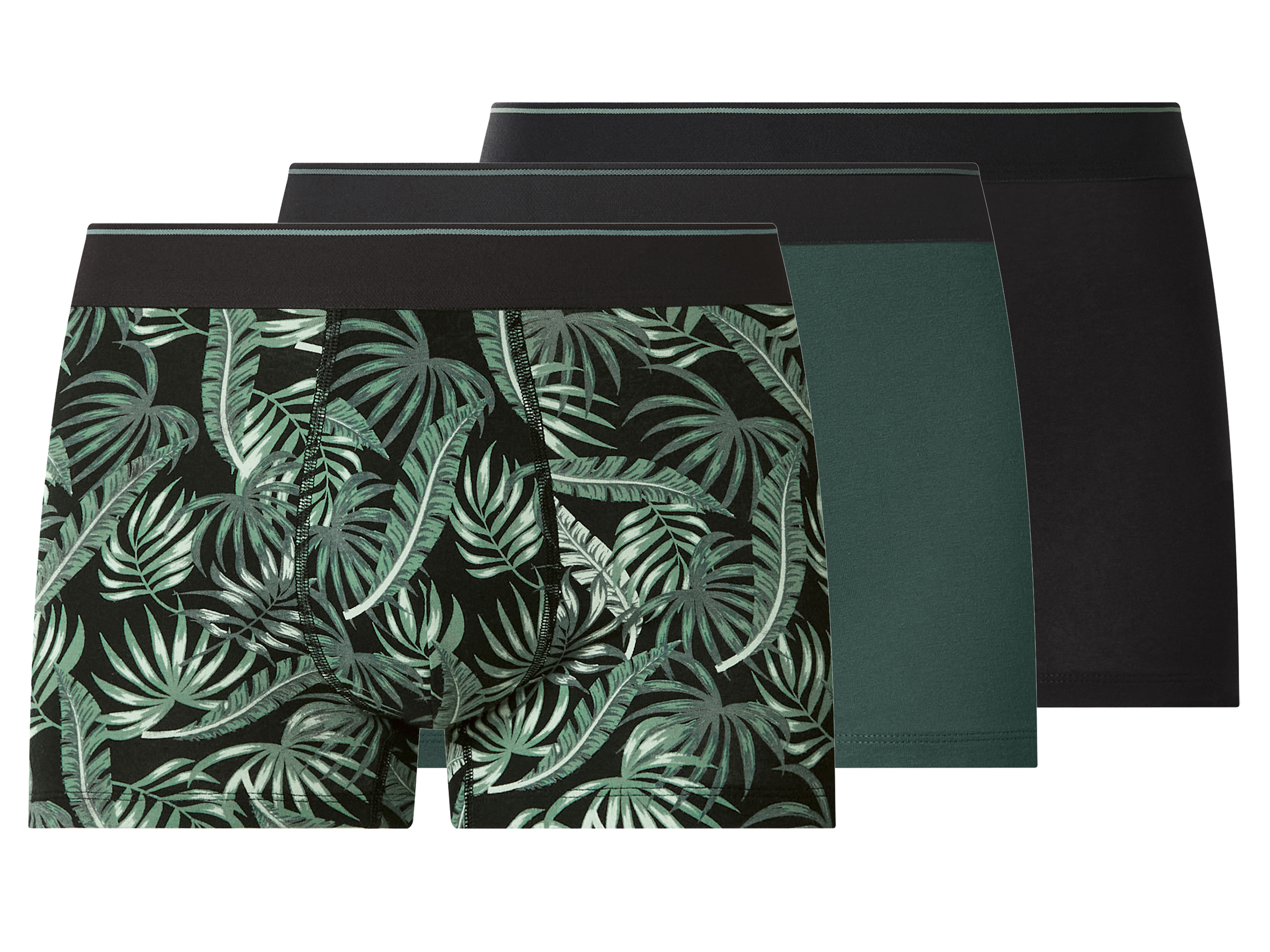 esmara Men Bokserki męskie z bawełny, 3 pary Czarny/ zielony, 8/Xxl