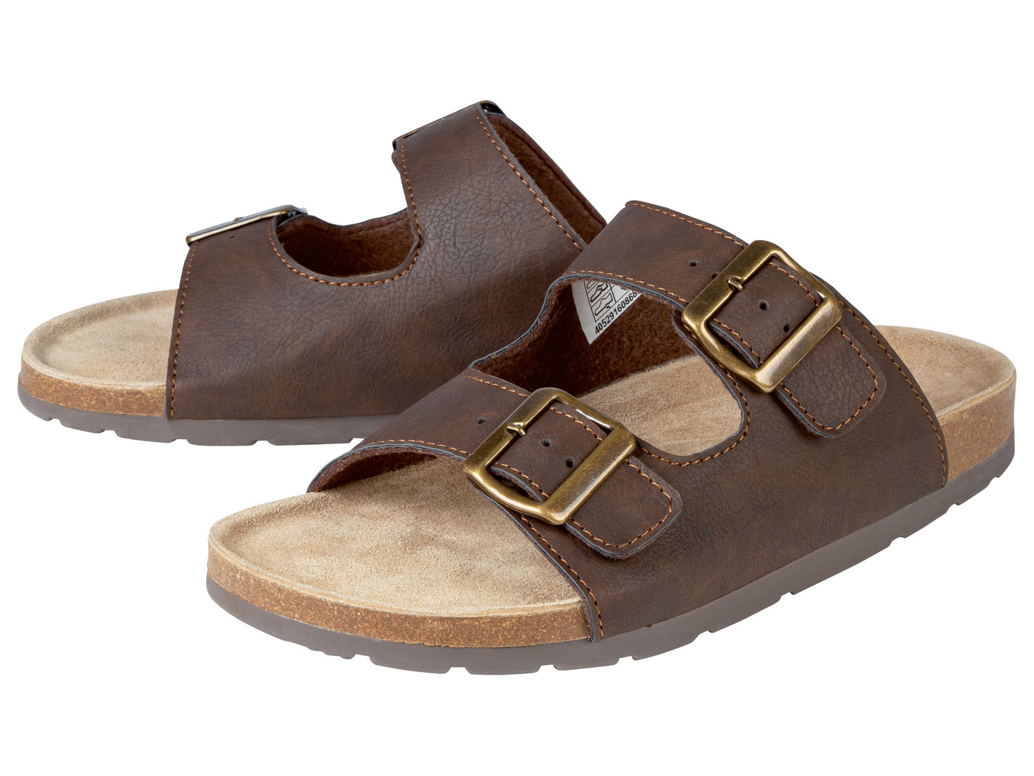 footflexx Klapki męskie, z regulowanymi klamrami, 1 para 45, Brązowy