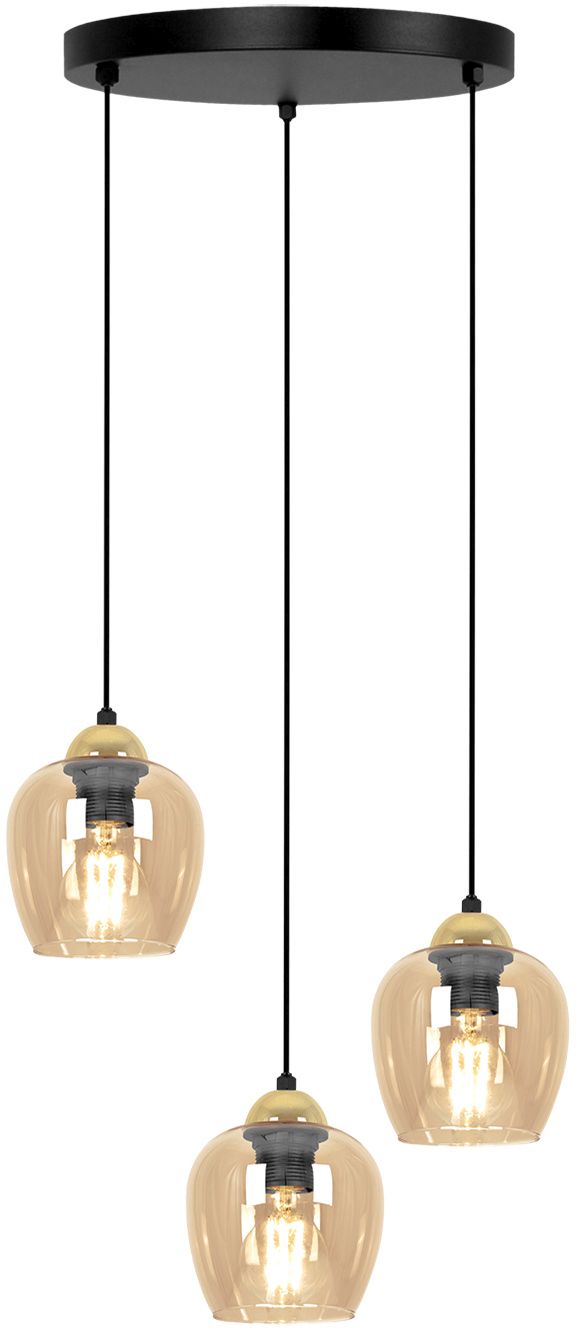 Darmowa Dostawa - Lampa wisząca 3x15 W czarna-złota-bursztynowa Kaja Tula K5606