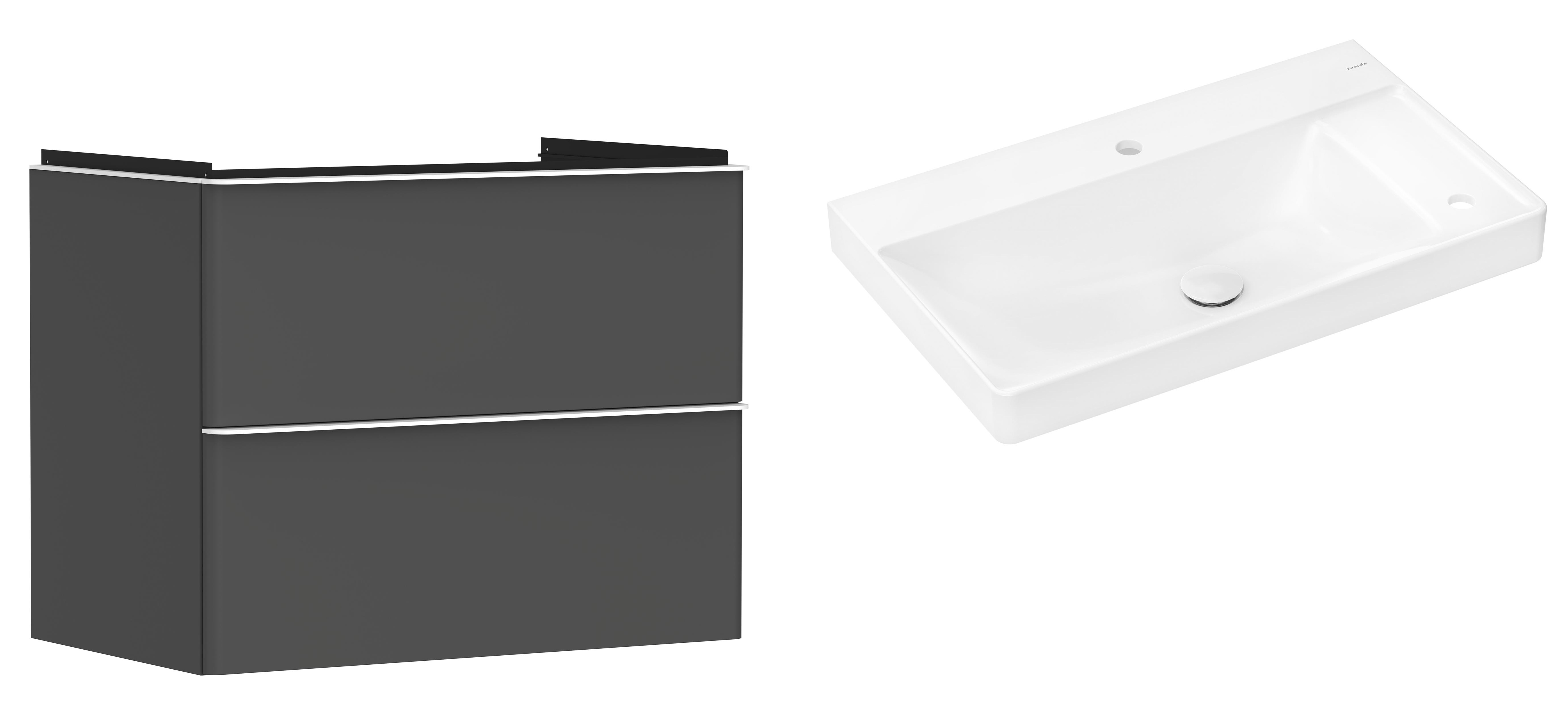 Darmowa Dostawa - Umywalka z szafką 80 cm białą Hansgrohe Xelu Q abset9874