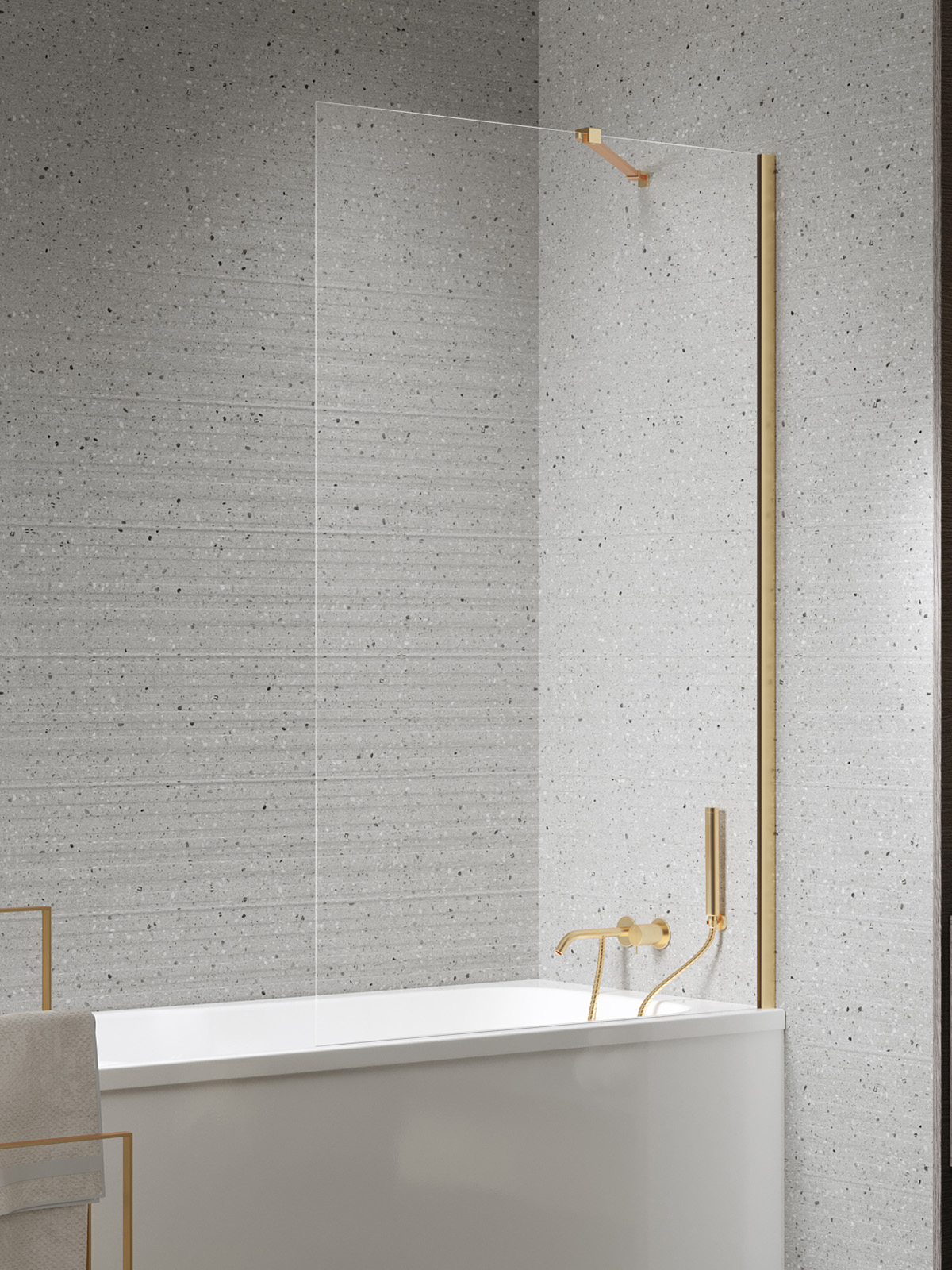 Darmowa Dostawa - Parawan nawannowy 80 cm 1-częściowy złoty szczotkowany/szkło przezroczyste New Trendy Nesta Gold Brushed P0212