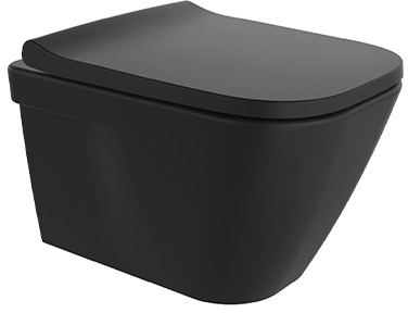 Darmowa Dostawa - Miska WC z deską wolnoopadającą wisząca bez kołnierza czarny mat Sanindusa Look 134936264