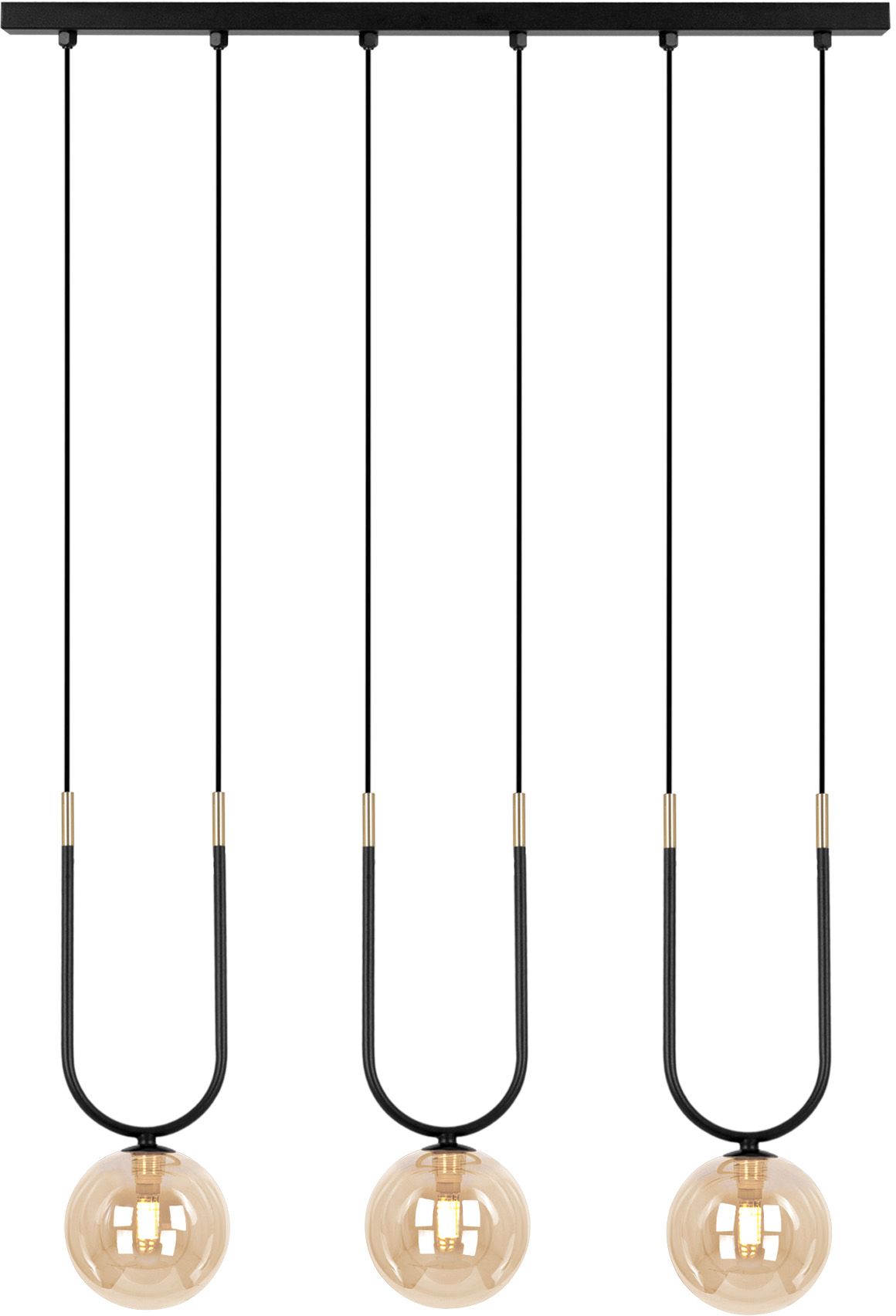 Darmowa Dostawa - Lampa wisząca 3x10 W czarna-złota-bursztynowa Kaja Goldi K5596