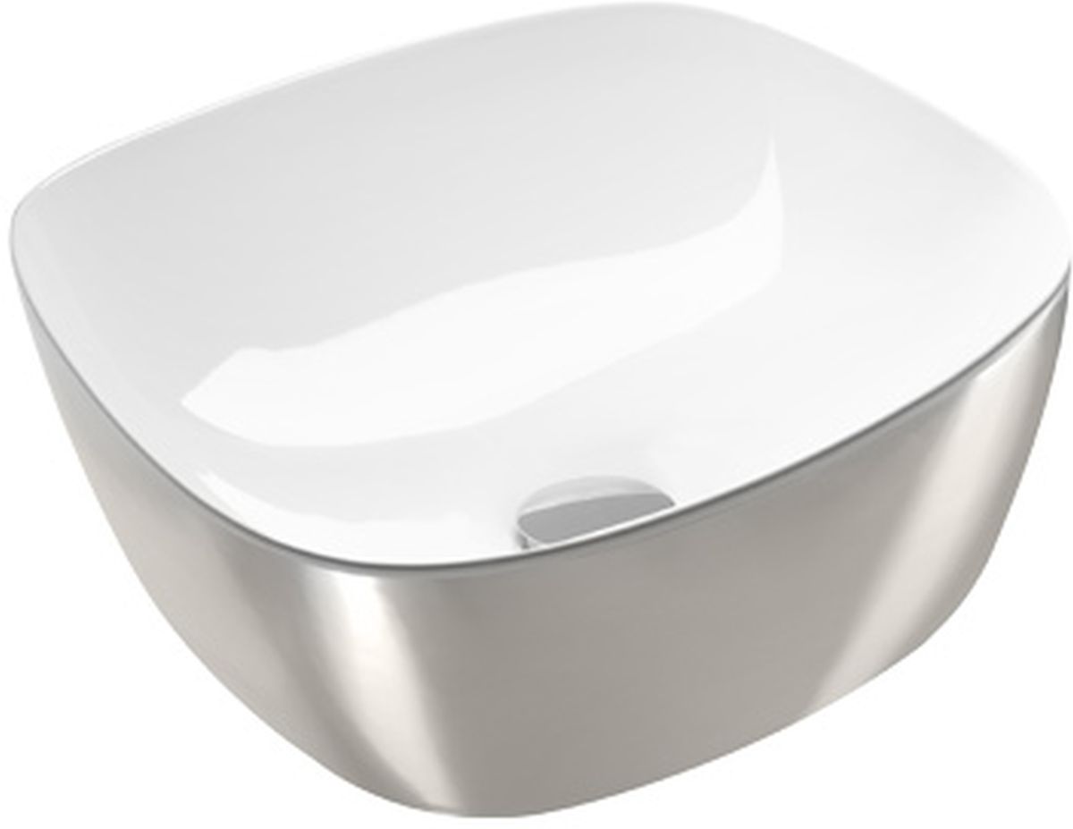 Darmowa Dostawa - Umywalka 40x40 cm kwadratowa nablatowa biała-srebrna Catalano Green 0622400041