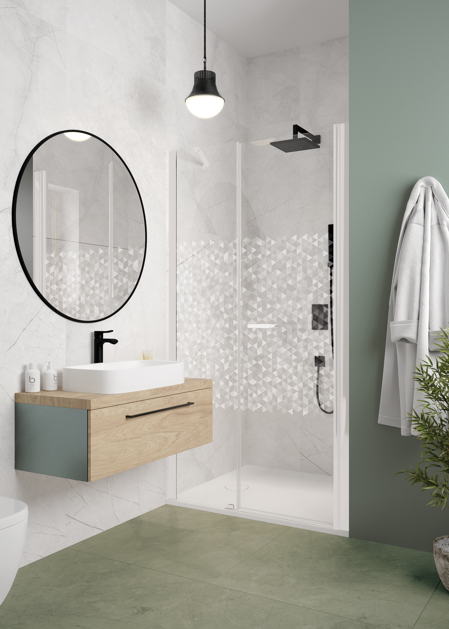 Darmowa Dostawa - Ścianka do drzwi, na wymiar 30 cm biały mat/szkło ze wzorem Sanplast Exa Line 600540121024151