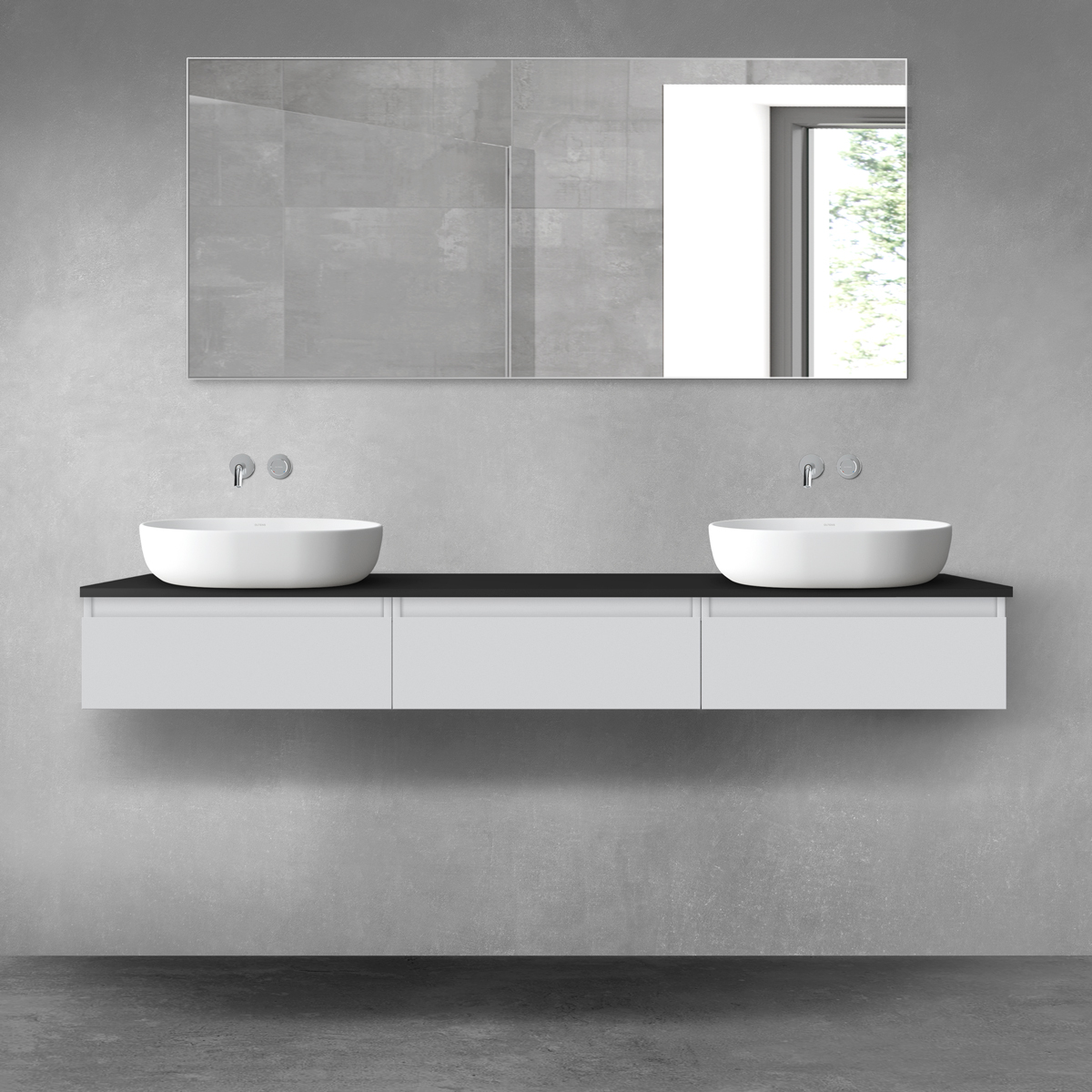 Darmowa Dostawa - Zestaw mebli łazienkowych 180x46.4x25.2 cm podumywalkowa wisząca czarna-szara Oltens Vernal 68499700