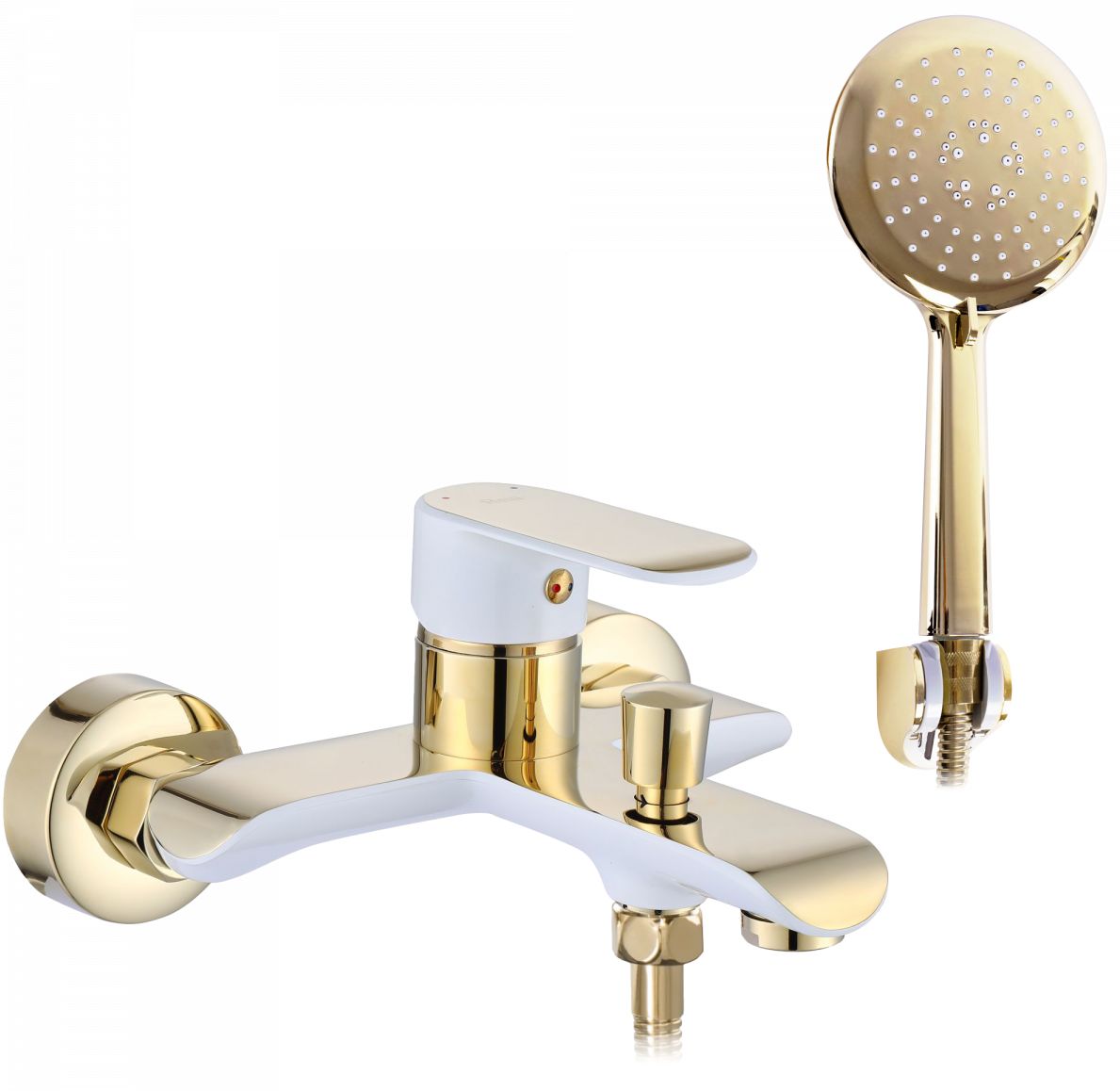 Darmowa Dostawa - Bateria wannowo-prysznicowa ścienna biała-złota Rea Bloom REAB9932