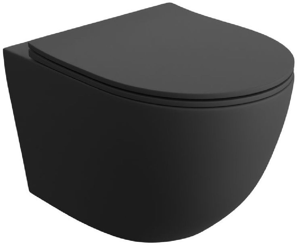 Darmowa Dostawa - Miska WC z deską wolnoopadającą wisząca bez kołnierza czarny mat LaVita Sinto Black 3.0 5900378356769