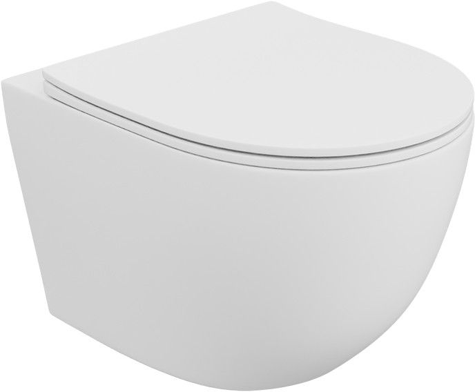 Darmowa Dostawa - Miska WC z deską wolnoopadającą wisząca bez kołnierza ze spłukiwaniem wirowym biały mat LaVita Sofi Slim 5900378344001