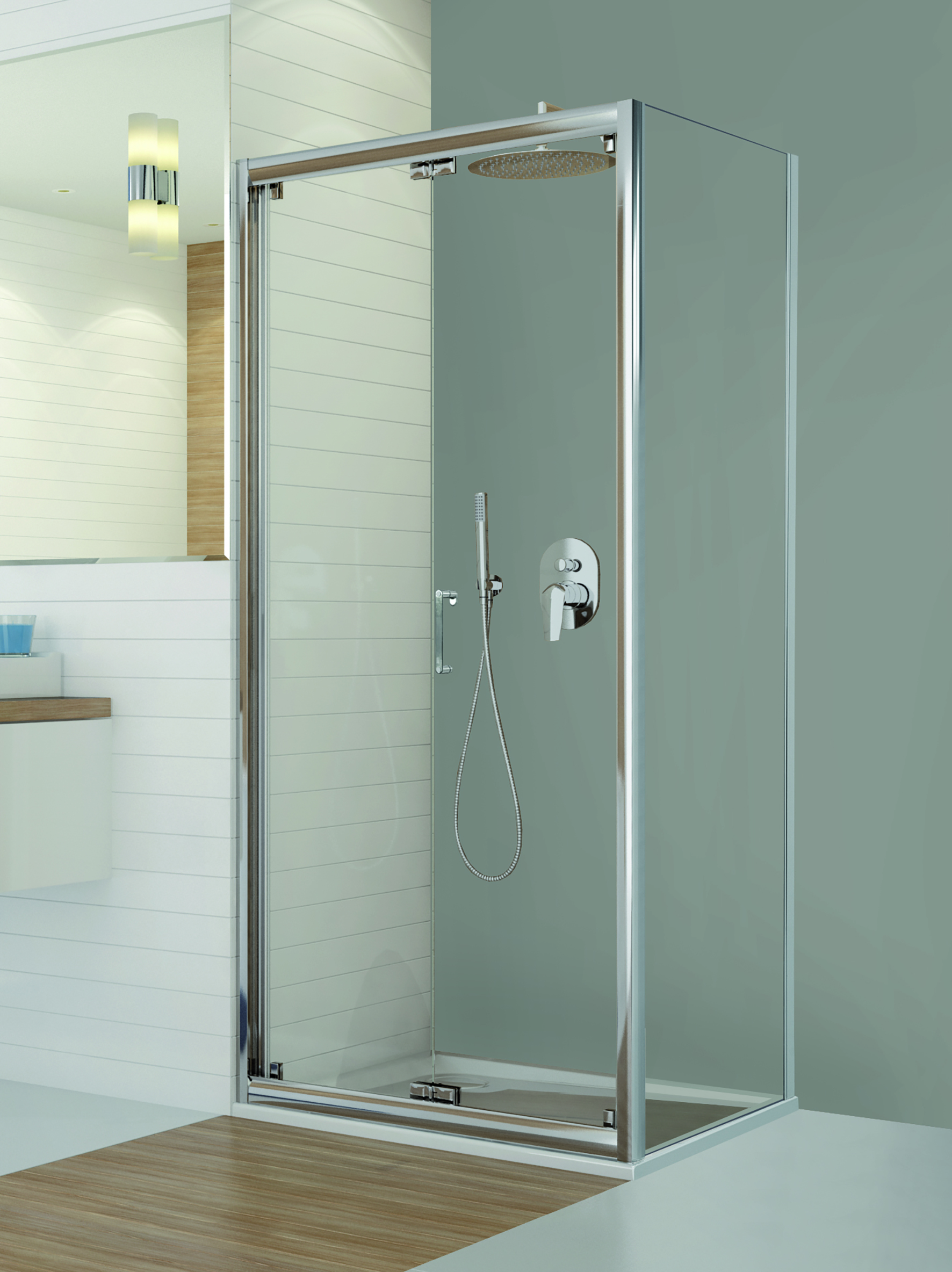 Darmowa Dostawa - Drzwi prysznicowe 70 cm składane srebrny połysk/szkło przezroczyste Sanplast TX 600271120038401