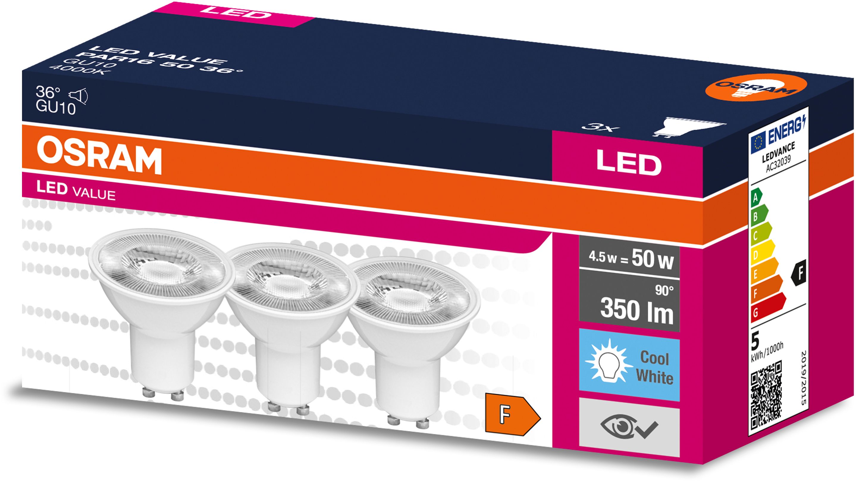 Darmowa Dostawa - Żarówki LED Multipack 3x4.5 W 4000 K gu10 Osram Value 4058075497474