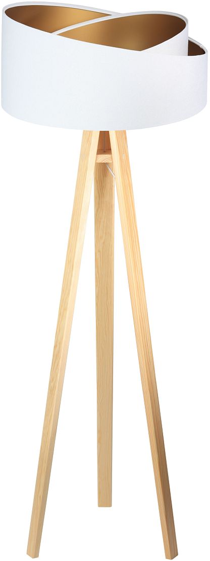 Darmowa Dostawa - Lampa stojąca 1x60 W biała-złota-drewno BPS Koncept Galaxy 060P062