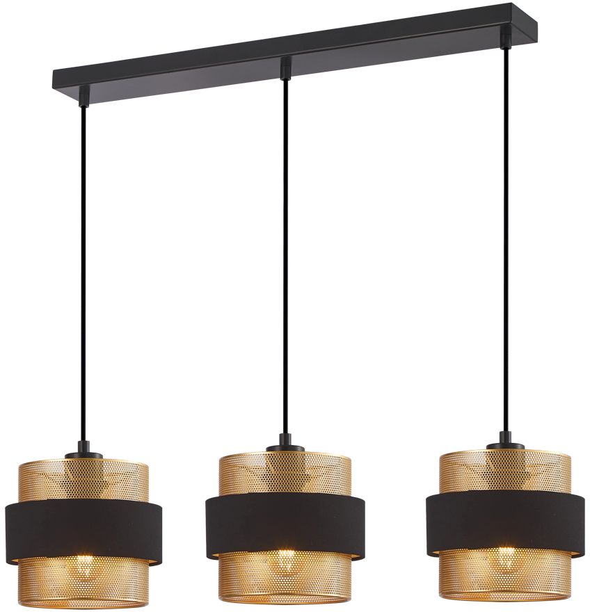 Darmowa Dostawa - Lampa wisząca 3x40 W czarna-złota Italux Bans PND274673BKGD