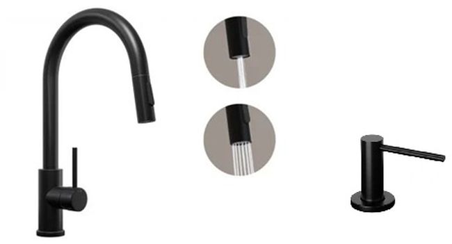 Darmowa Dostawa - Bateria kuchenna z dozownikiem stojąca czarna Primagran Sensor Touch abset11413