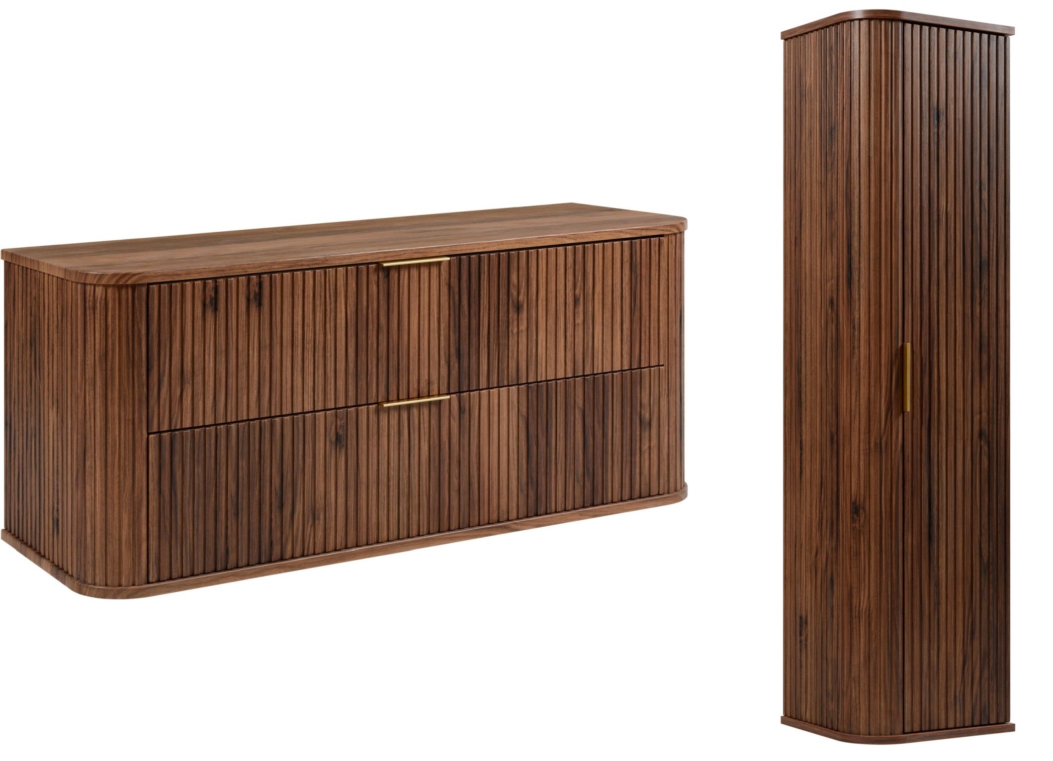 Darmowa Dostawa - Zestaw 2 szafek łazienkowych 120.4x41.5x139 cm podumywalkowa wisząca orzech-dąb Rodan Elegance 5906154459143