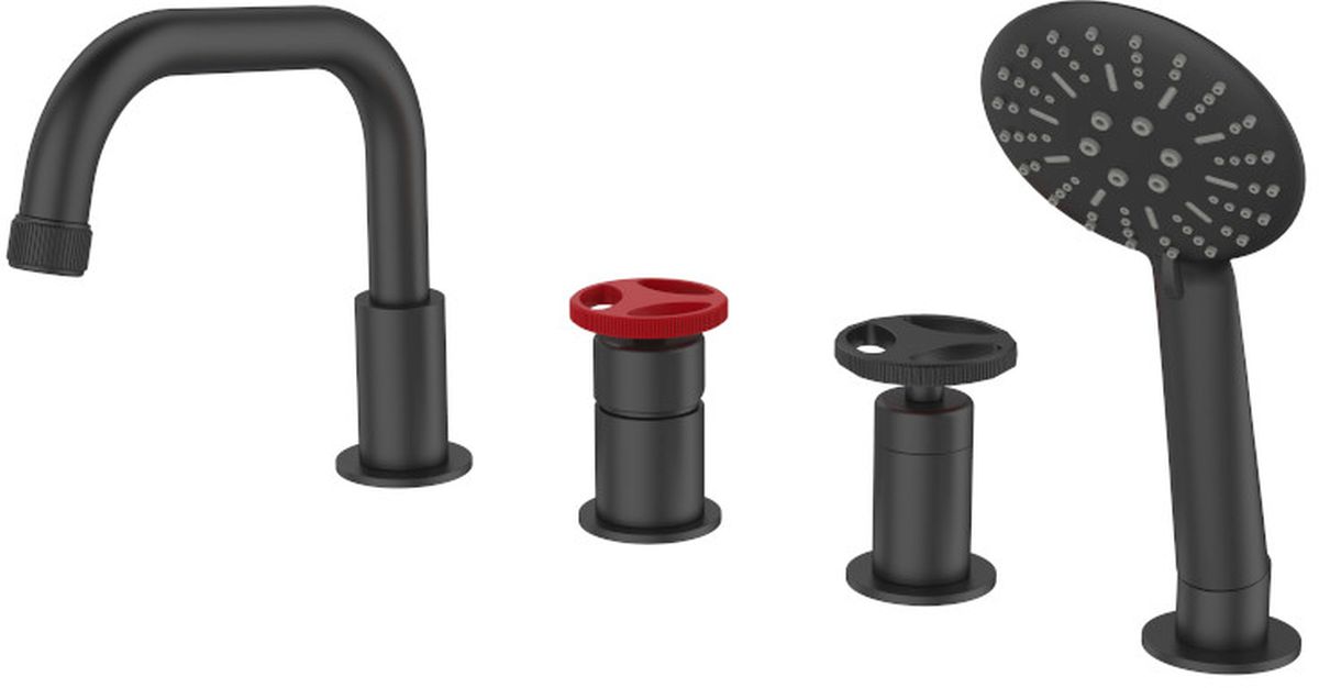 Darmowa Dostawa - Bateria wannowo-prysznicowa nawannowa czarna Sea-Horse Loftea Black+Red BJV4031BR1