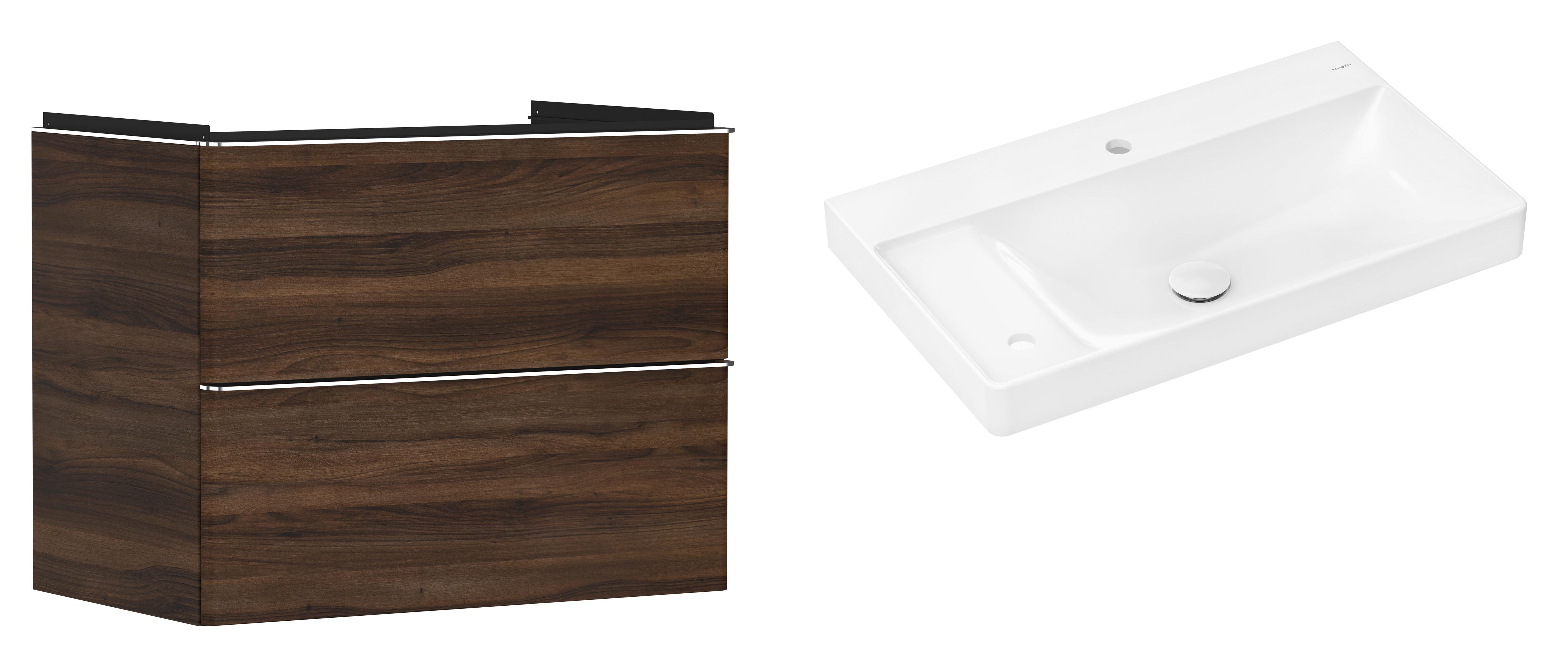 Darmowa Dostawa - Umywalka z szafką 80 cm orzech Hansgrohe Xelu Q abset9947