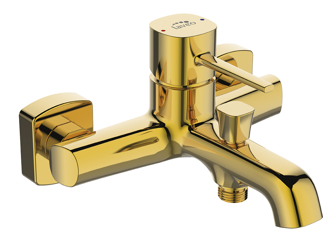 Darmowa Dostawa - Bateria wannowo-prysznicowa ścienna złota Laveo Pola BAPG10D