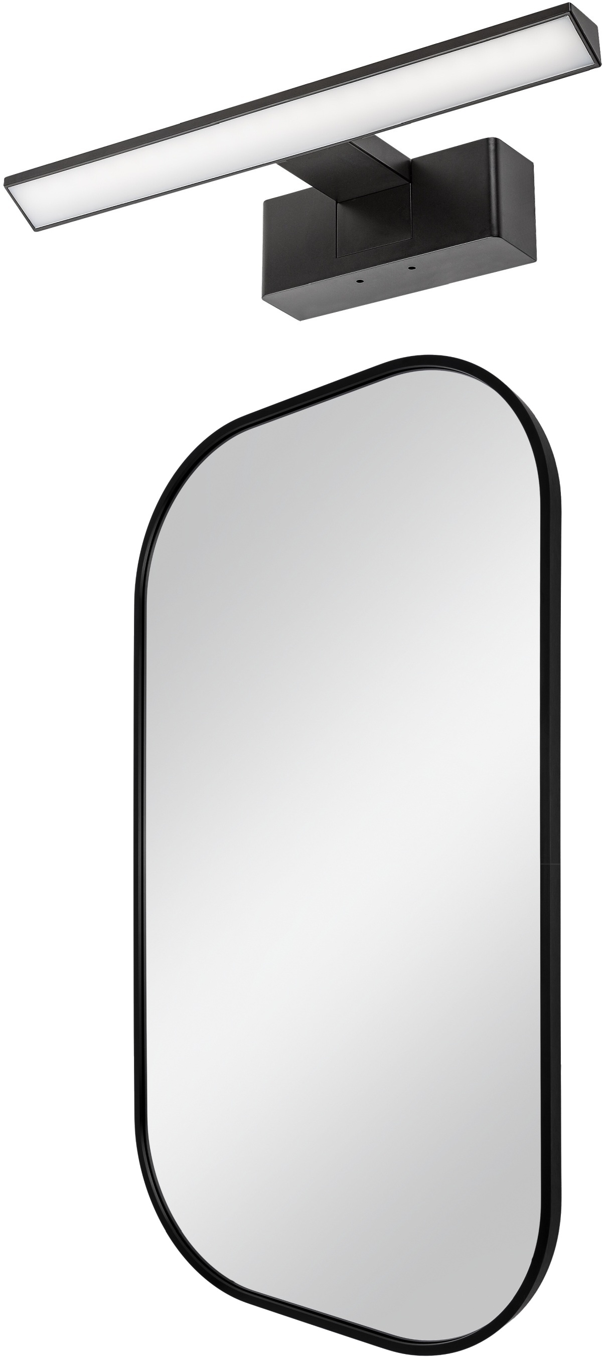 Darmowa Dostawa - Lustro z kinkietem 50x90 cm owalne z oświetleniem czarny Dubiel Vitrum Luis abset11039