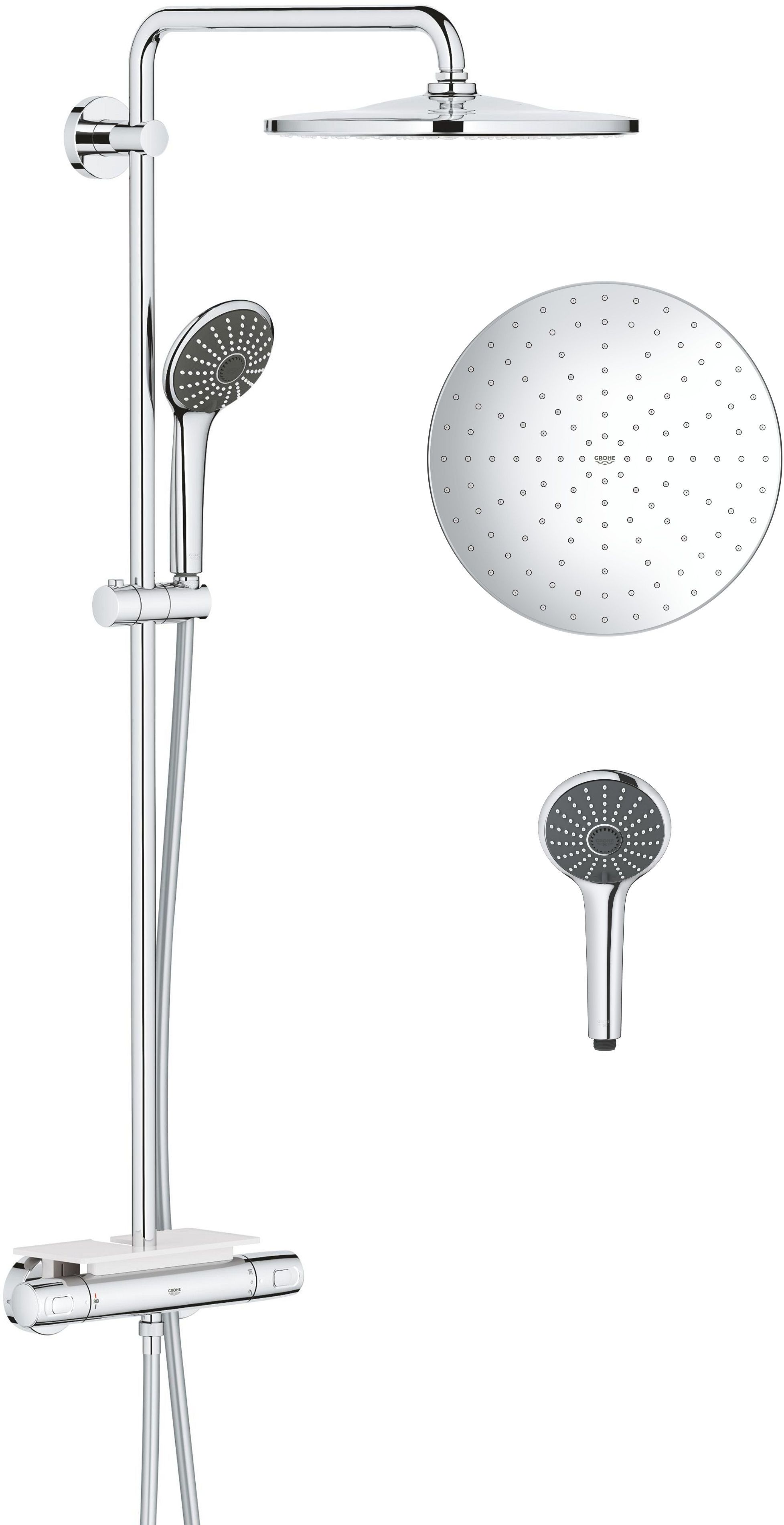 Darmowa Dostawa - Zestaw prysznicowy ścienny termostatyczny z deszczownicą starlight chrome Grohe Vitalio Joy 26401001